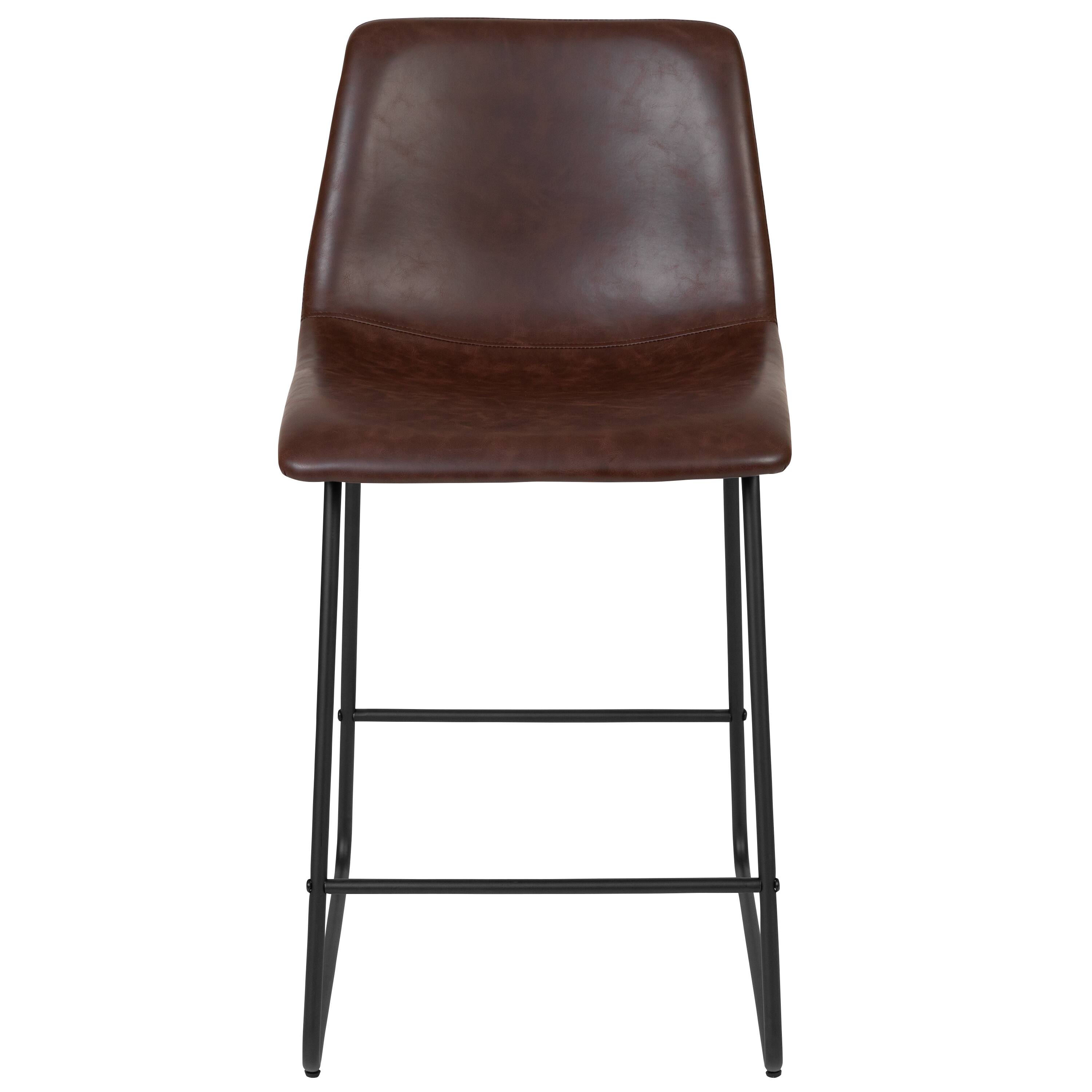 Alt View 8. Emma + Oliver - Set of 2 Kitchen Counter Height Stool - 24 Inch LeatherSoft Barstool - Dark Brown.