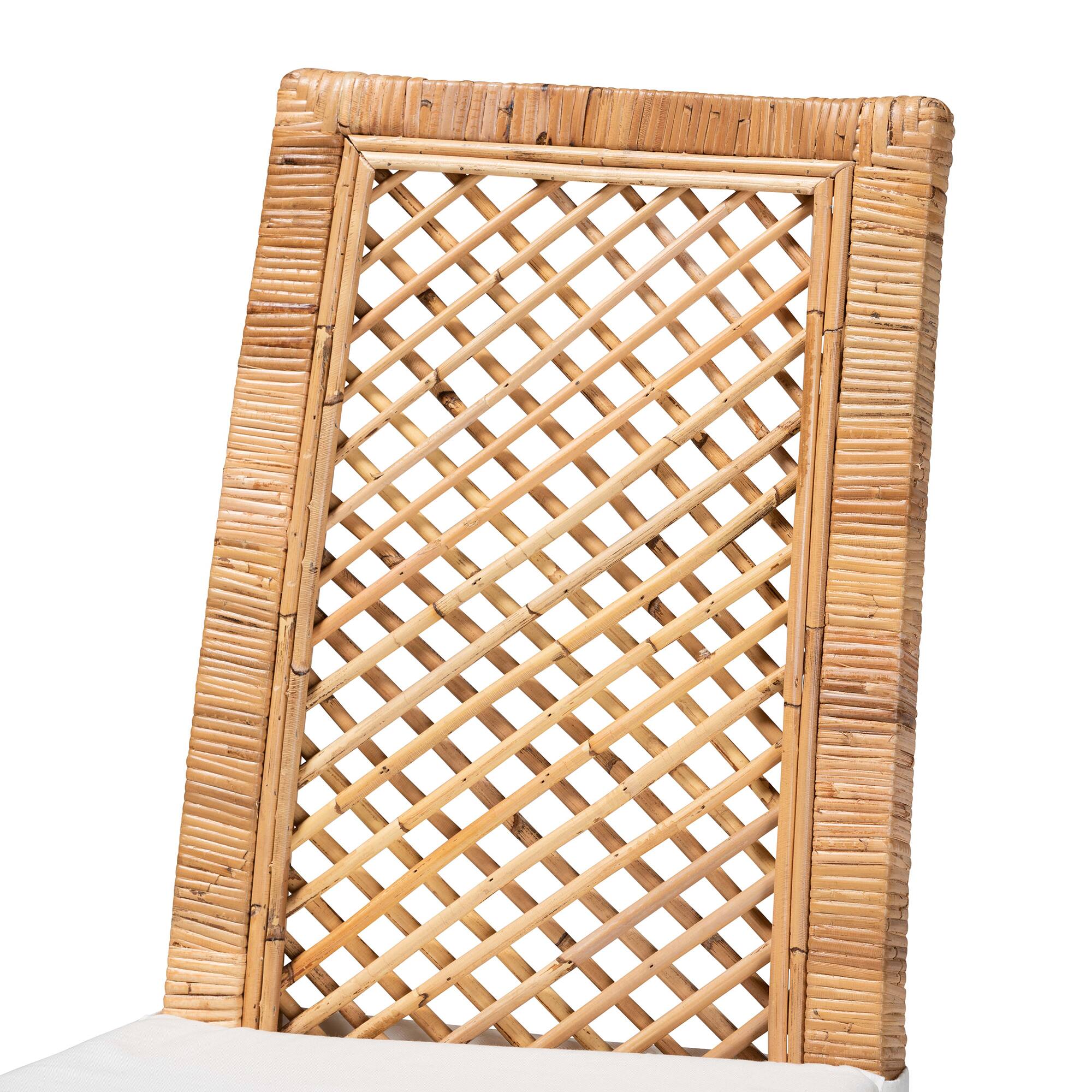 Back. bali & pari - Argos Modern Bohemian  Rattan 2-Piece Dining Chair Set - White/Natural Brown.