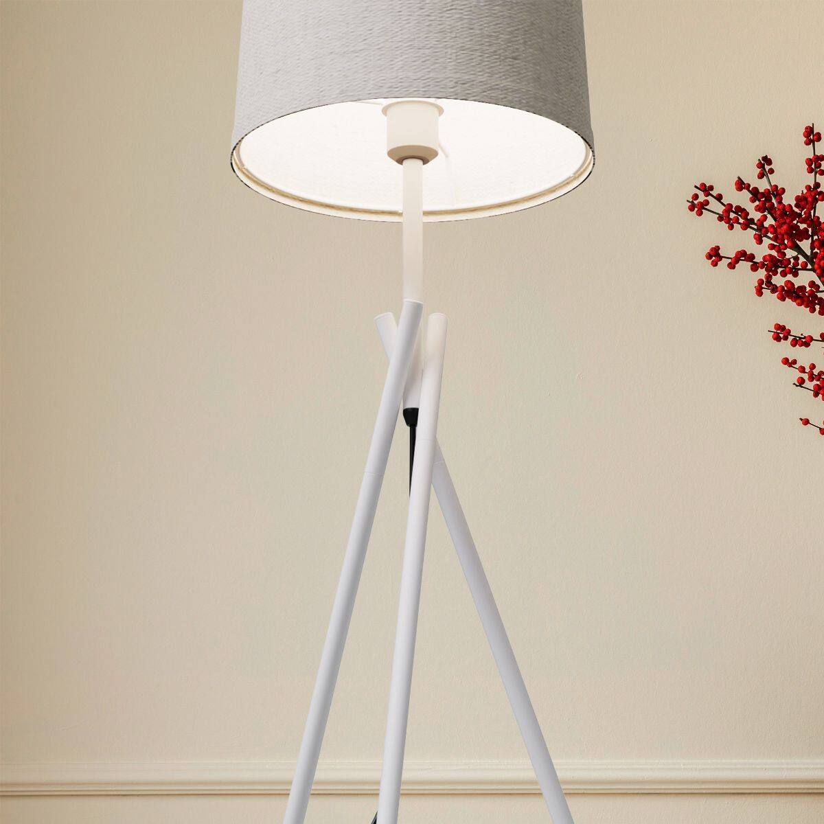 Angle. Infibrite - Sleek Crossed Legs 26 Inch Table Lamp with Fabric Shade, E26 Bulb Compatible - White.