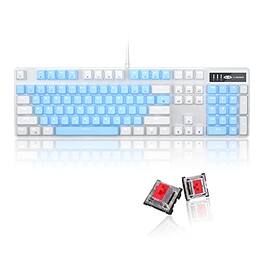 Reds Spade - Mechanical Gaming Upgraded Keyboards Wired Computer For Laptop Desktop Pc Gamers WHITE BACKLIT designed with - White & Blue - Red Switch