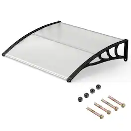 Gymax - Exterior Entryway Canopy Awning Outdoor Patio Overhang w/ UPF50+ Rating - Black