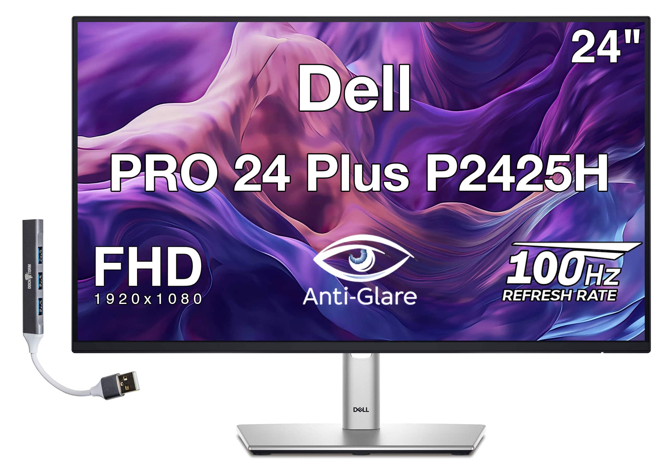 Dell - PRO 24 Plus 24" FHD IPS Monitor, 5ms Response Time, Anti-Glare, Flicker Free, Displayport, HDMI & DKZ Hub (P2425H) - Black/Silver