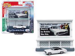 Johnny Lightning - 1967 Buick GS 400 with "Buick" City Billboard "Johnny Lightning 50th Anniversary" 1/64 - White