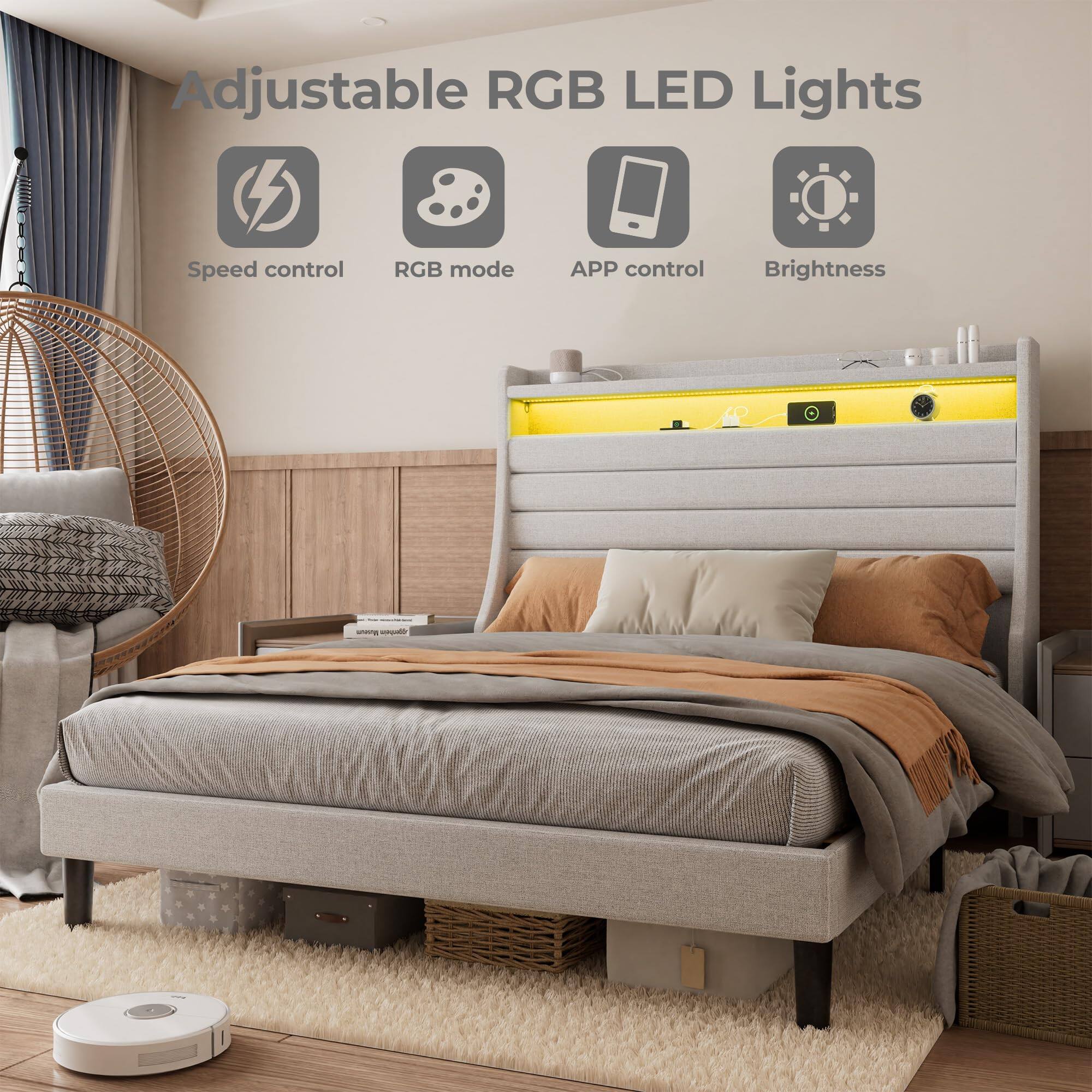 Adjustable RGB LED Lights

- Speed control
- RGB mode
- APP control
- Brightness