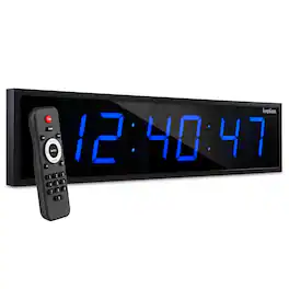 Ivation - Large Digital Clock, 24" Led Wall Clock with Stopwatch, Alarms, Timer, Temp & Remote - Blue
