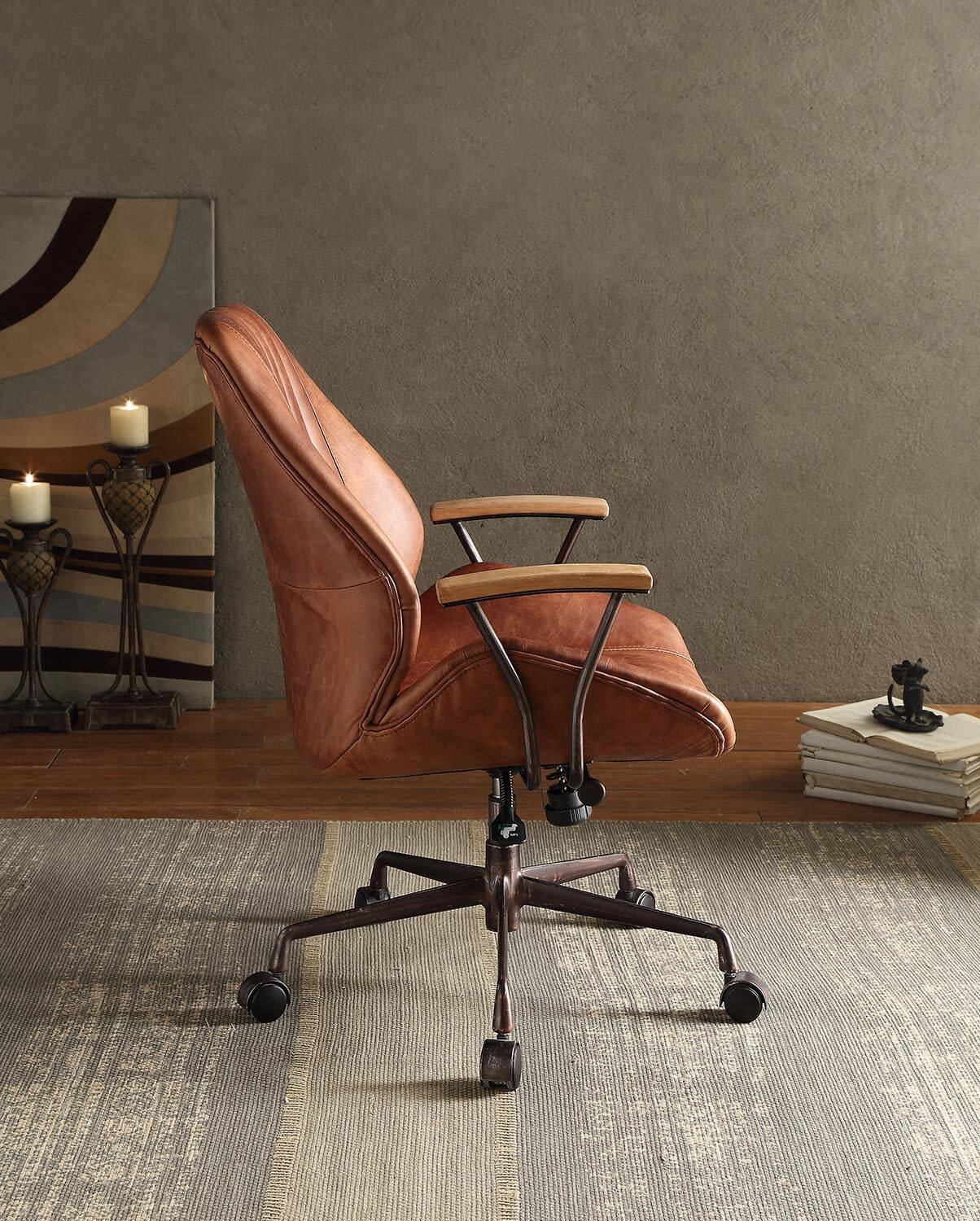 Alt View 1. Spaco - Spaco Executive Office Chair with High Back, Top Grain Leather and Adjustable Height, for Executive Office - Coffee.