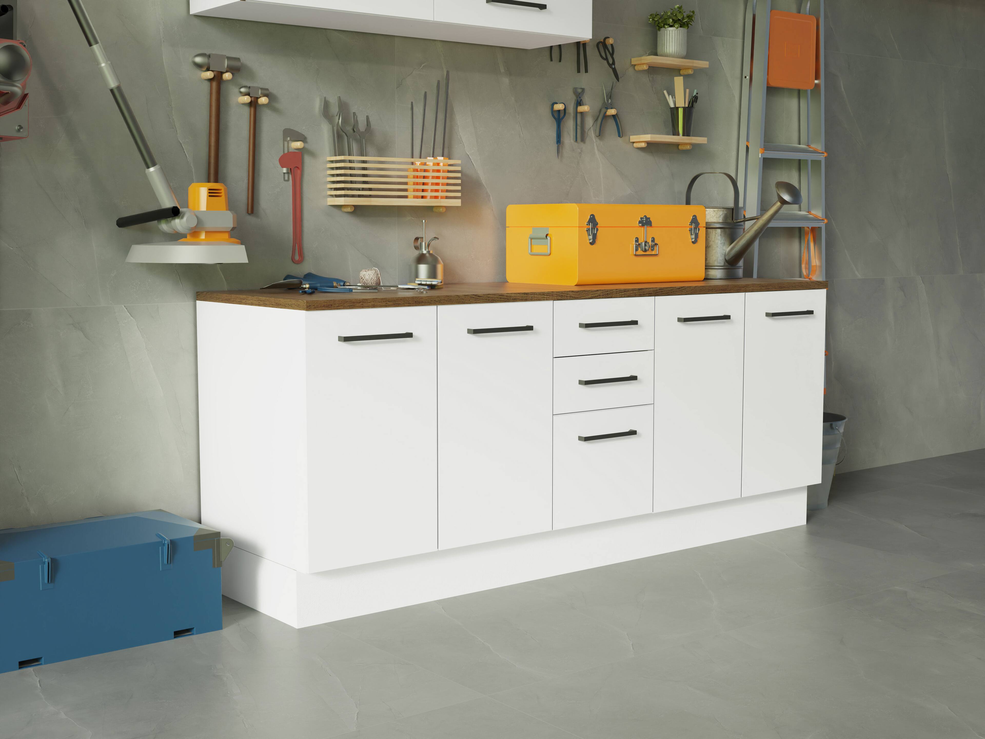 Alt View 5. Madesa - Madesa Garage and Utility Room Storage Set 78"L Base Cabinet with 3 Drawers - White - White.