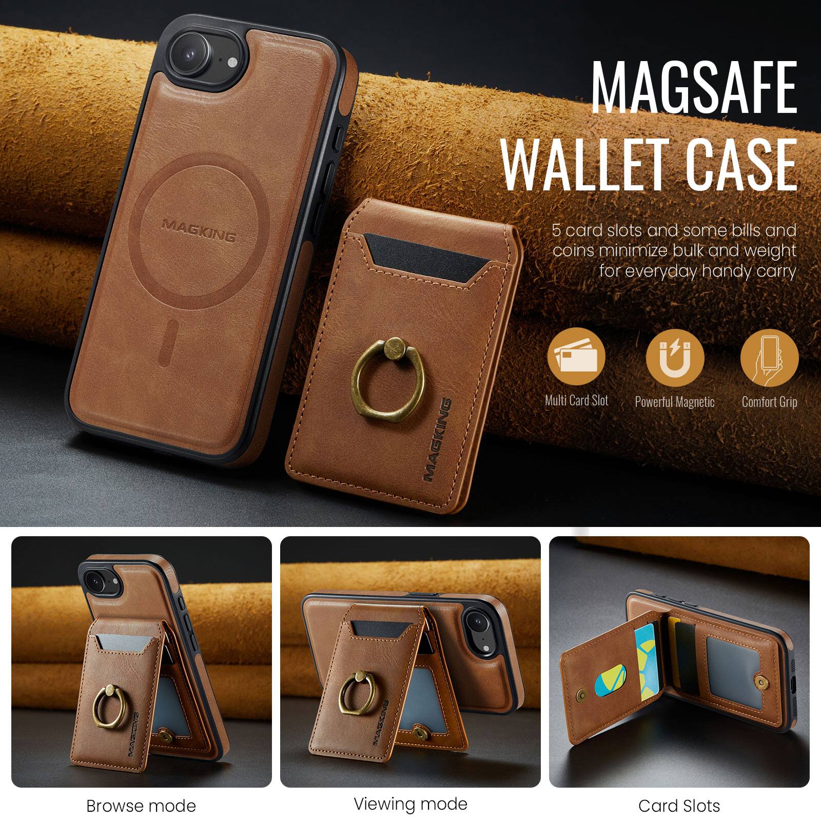 MAGSAFE WALLET CASE

5 card slots and some bills and coins minimize bulk and weight for everyday handy carry

MAGKING Multi Card Slot Powerful Magnetic Comfort Grip

Browse mode Viewing mode Card Slots