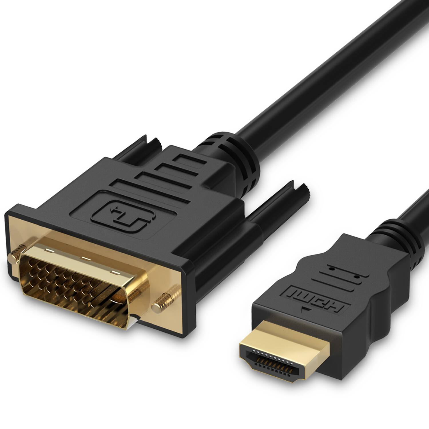 Fosmon - HDMI to DVI Cable 24+1 (6FT), Full 1080p, Bi-Directional Gold Plated Adapter, High Speed HDMI Male to DVI-D Male - Black