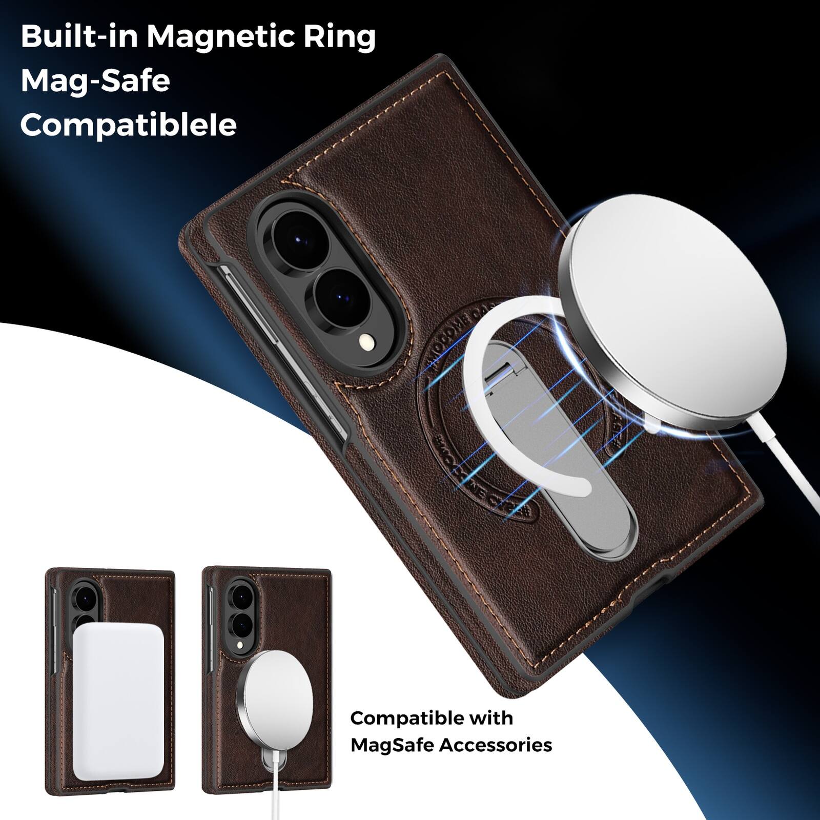 Built-in Magnetic Ring  
Mag-Safe  
Compatible  

Compatible with MagSafe Accessories