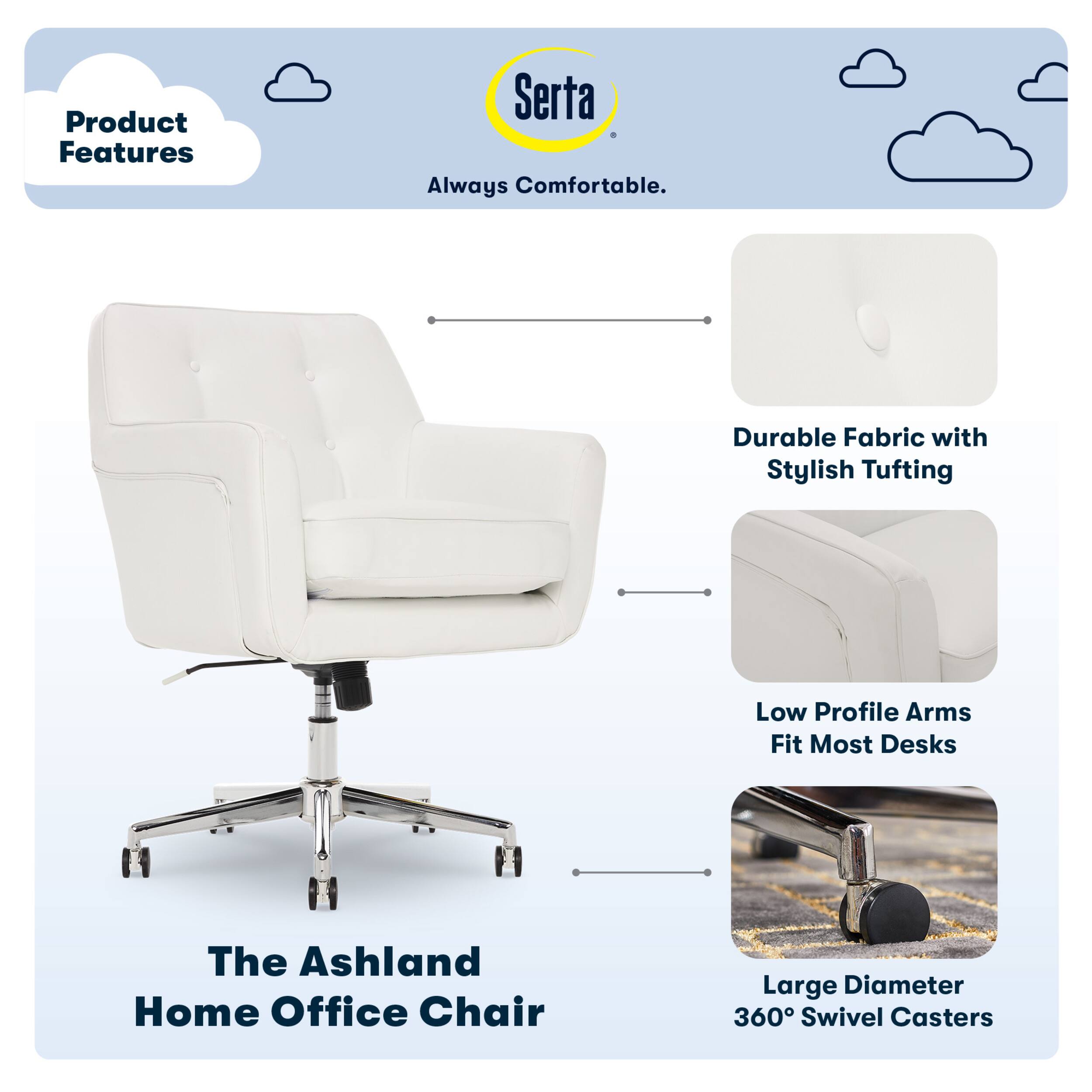 Angle. Serta - Ashland Bonded Leather & Memory Foam Home Office Chair - White.