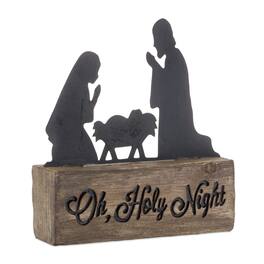 BreeBe - Holy Night Nativity Block with Metal Cut Out Scene 6"H - Brown, Black