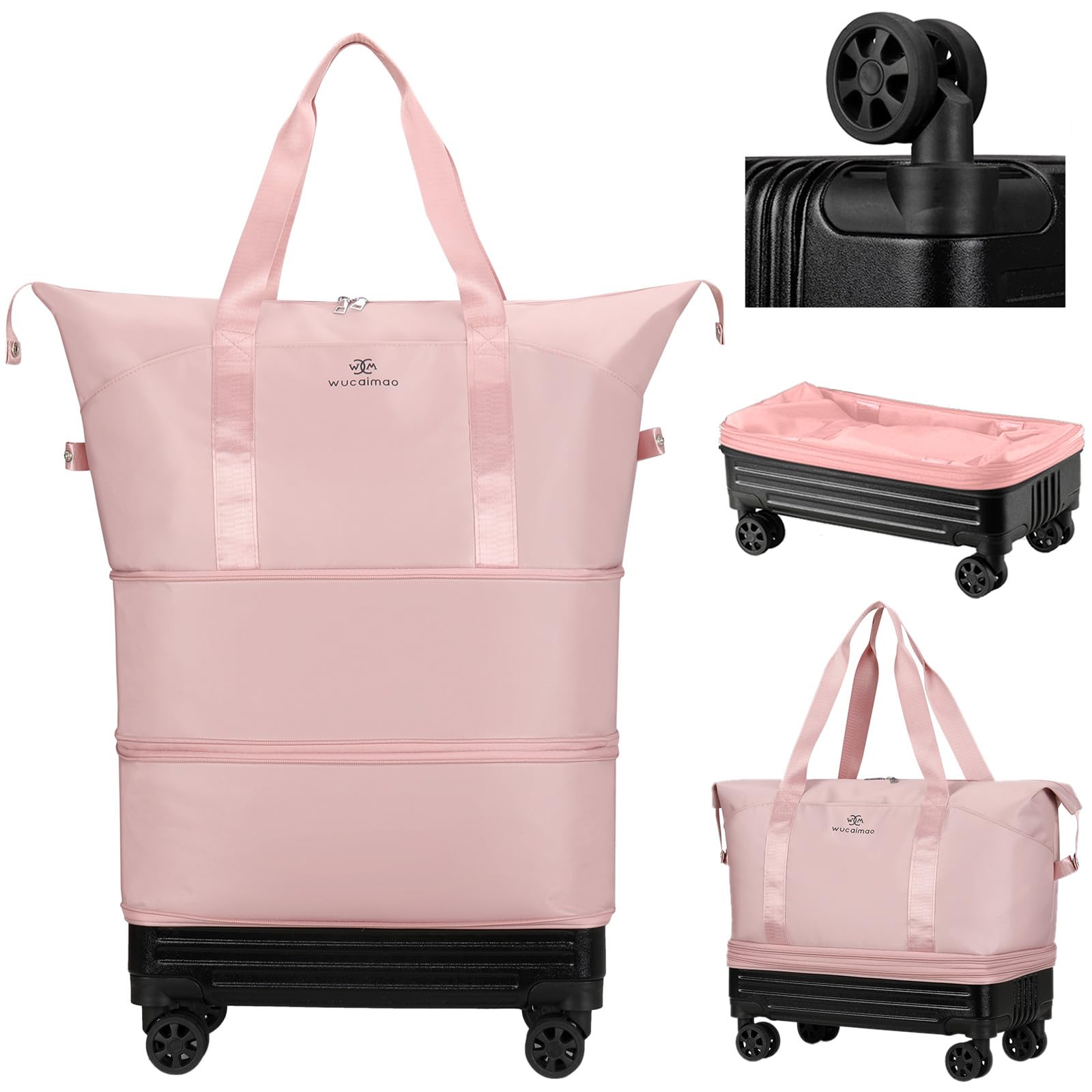 Dapper Styles Duffle Bag upgraded wheels carry suitcases Pink su ...