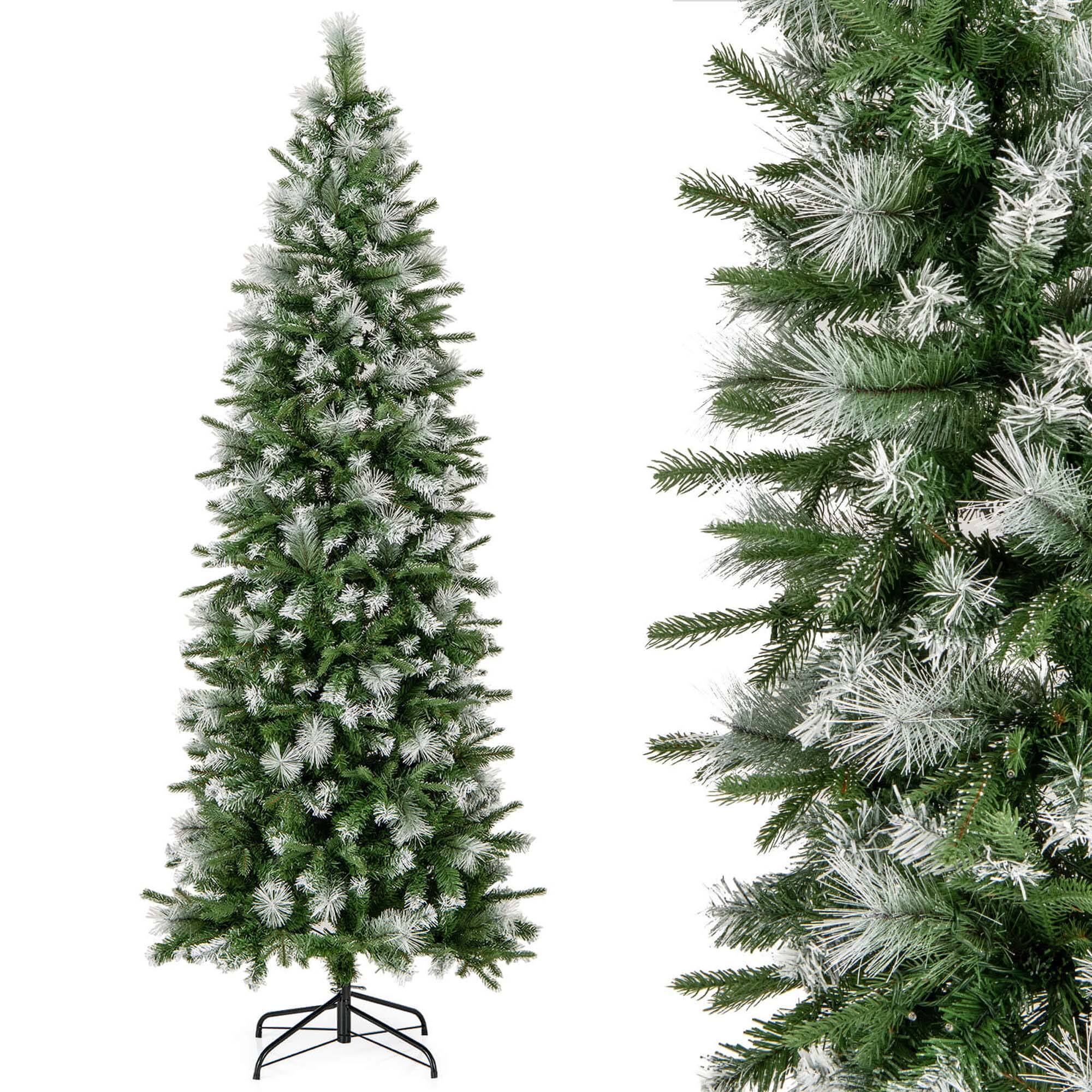 Alt View 19. Costway - 7.5 FT Pre-Lit Artificial Christmas Tree with 820 Frosted Tips 350 LED Lights - Green/White.