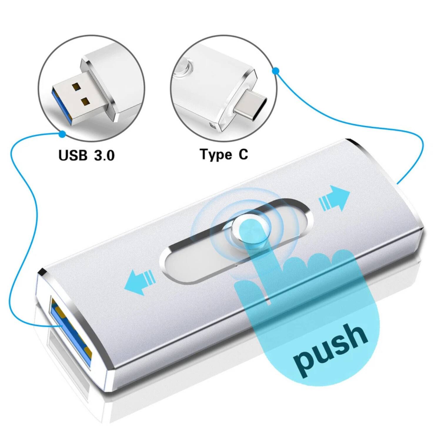 USB 3.0  
Type C  
push