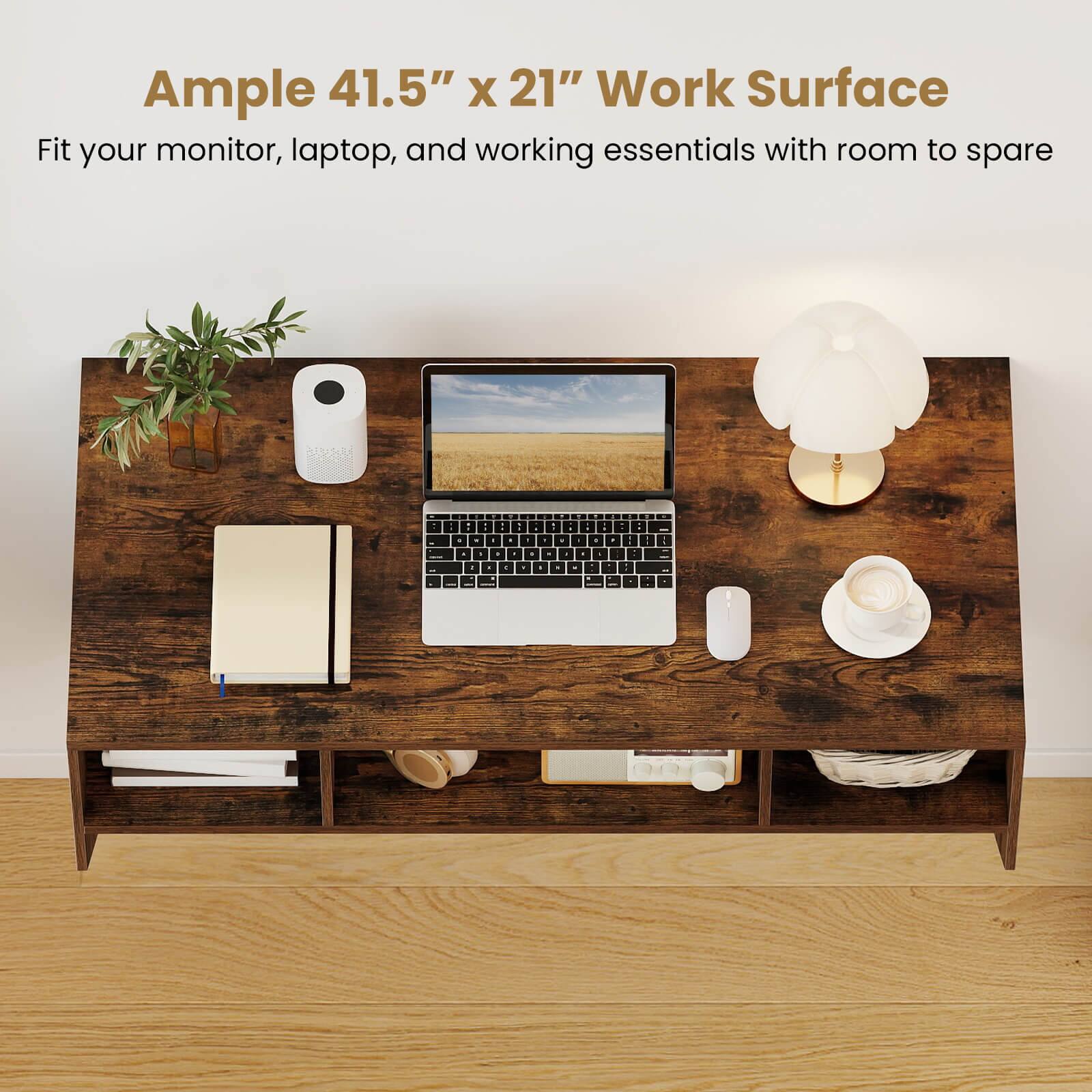 Ample 41.5" x 21" Work Surface  
Fit your monitor, laptop, and working essentials with room to spare