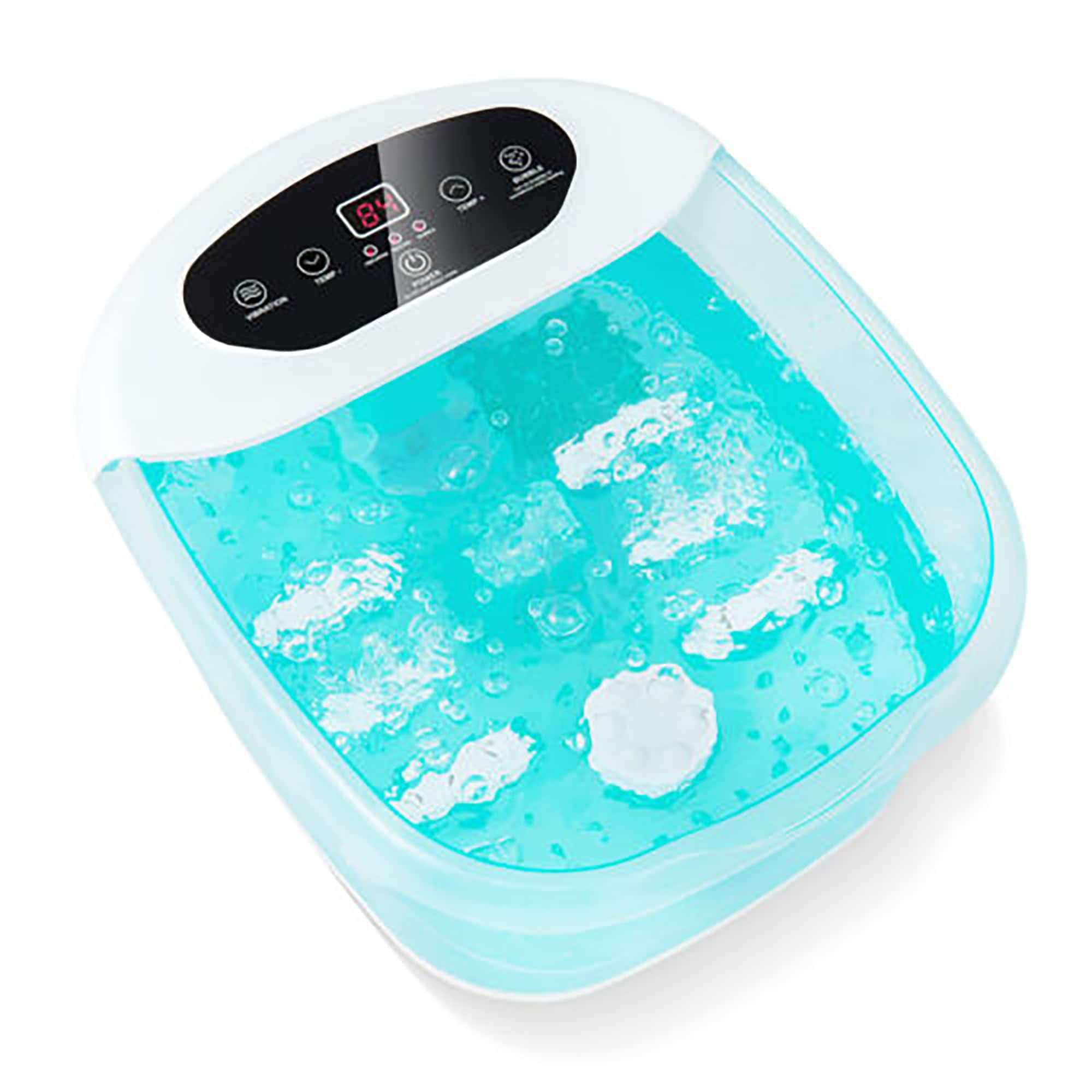 Gymax - Foot Spa Massager Foot Bath Soak Tub with Heat Bubble Massage Beads - Lake Blue