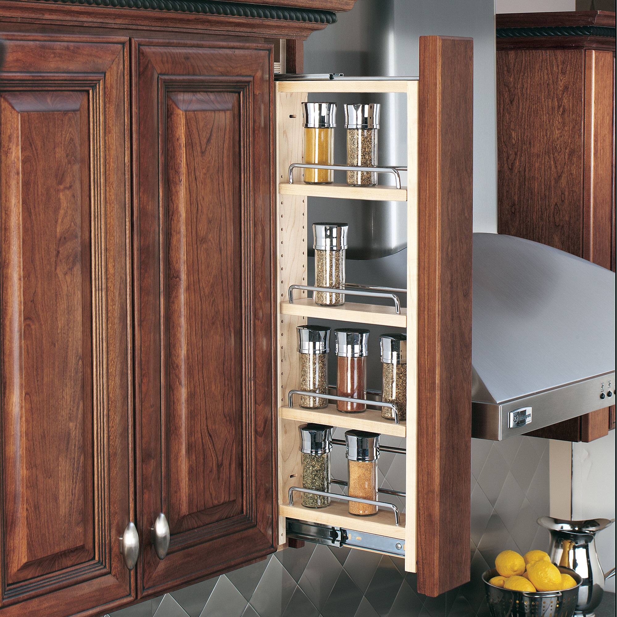 Alt View 10. Rev-A-Shelf - Rev-A-Shelf 3" Pullout Wall Filler w/ Soft-close, 30" Height, 432-WFBBSC30-3C - Natural Maple.