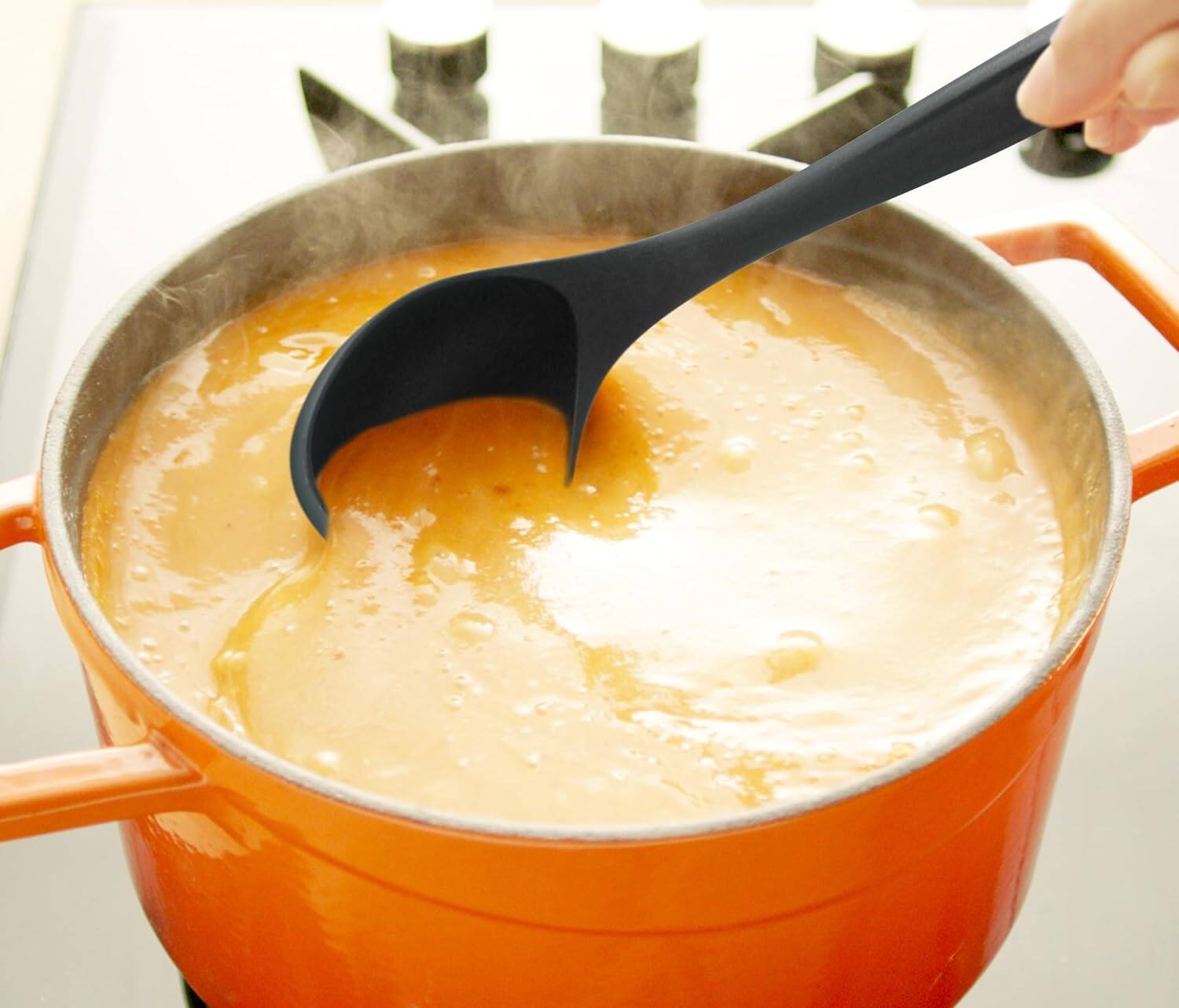 Zulay Kitchen - Soup Ladle – Ergonomic, Heat-Resistant & Versatile for Serving Soup, Chili, Gravy & More - Black - Thumbnail 4