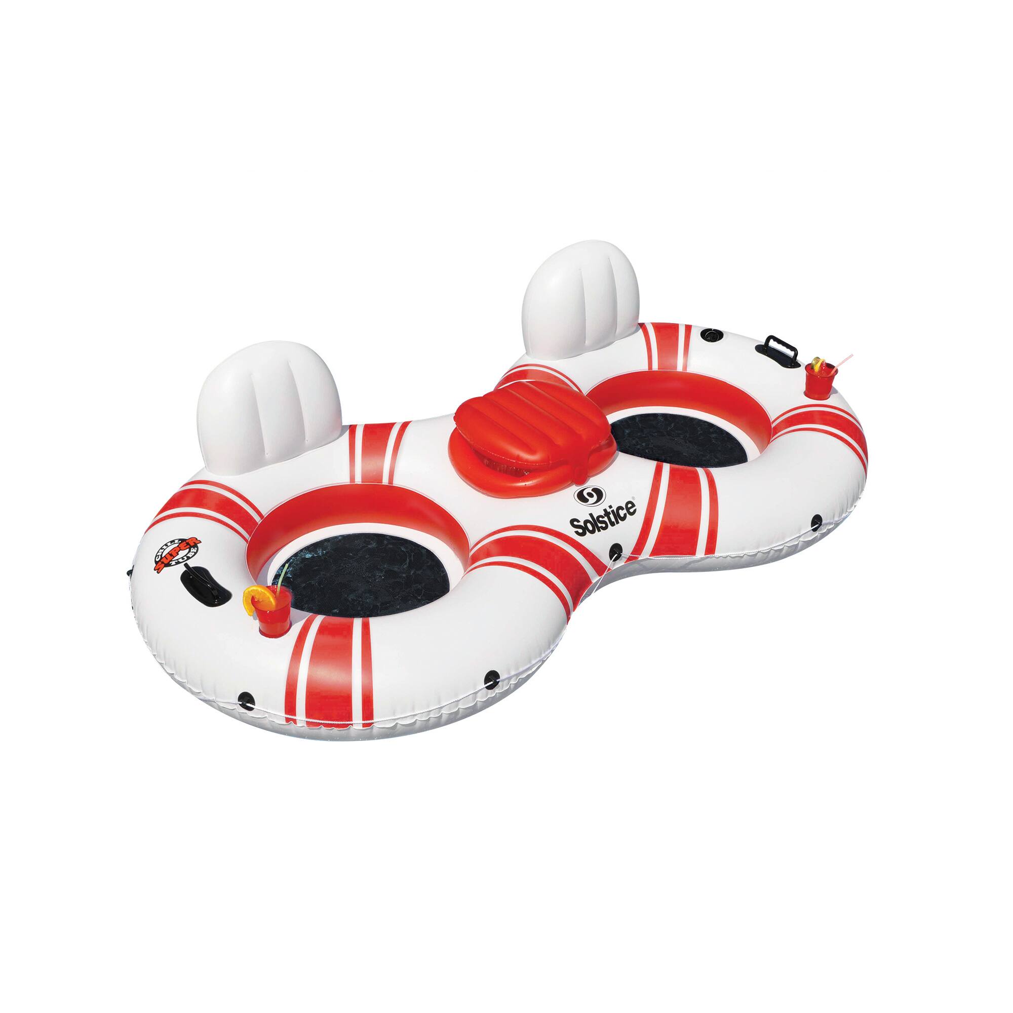 Front. Swimline - Super Chill Swimming Pool Duo Inner Tube with Cooler - 88" - White.