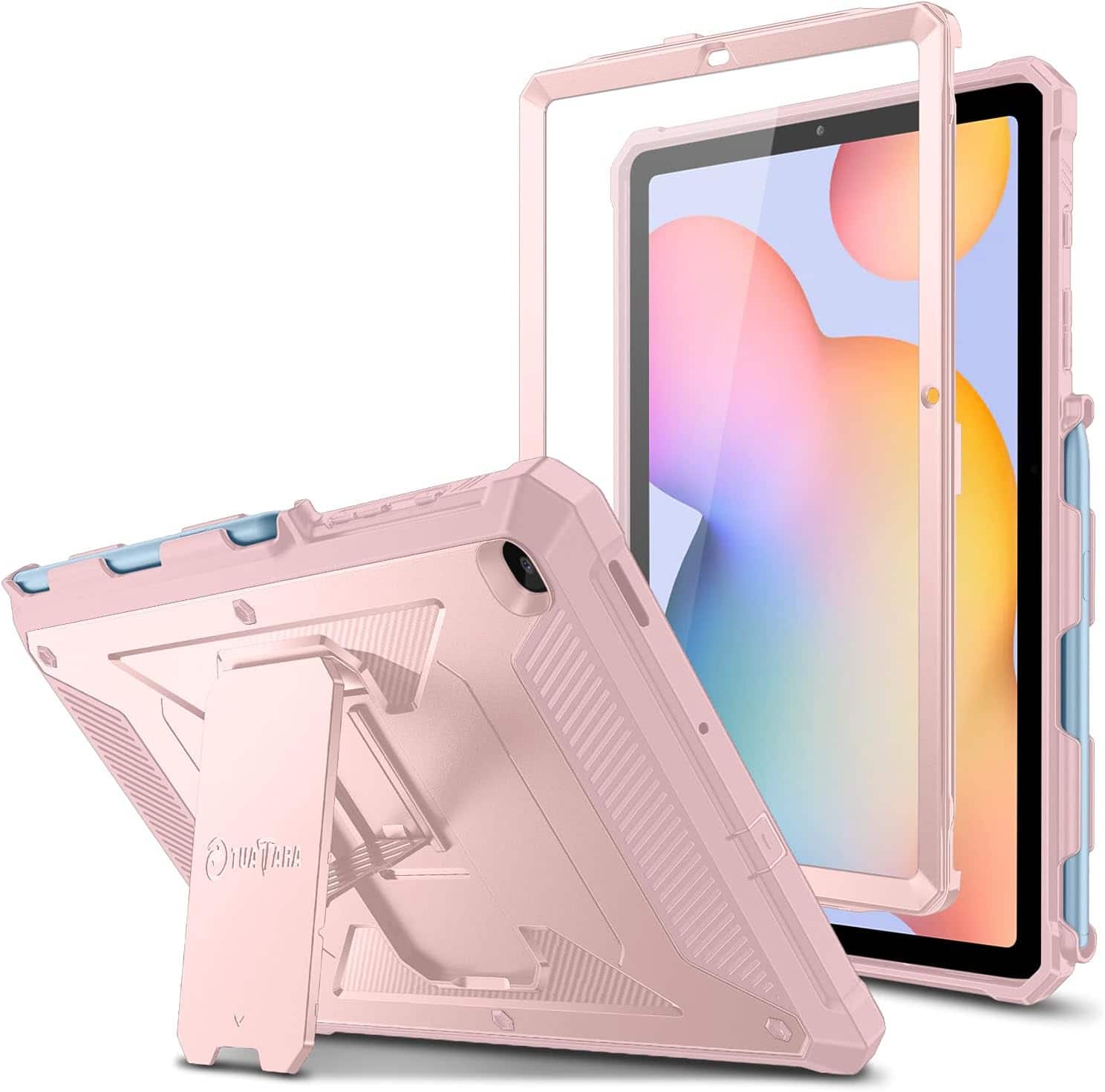 Fintie - Shockproof Case for Samsung Galaxy Tab S6 Lite 10.4 Inch 2024/2022/2020 Hybrid Kickstand Cover Built-in Screen Protector - Rose Gold