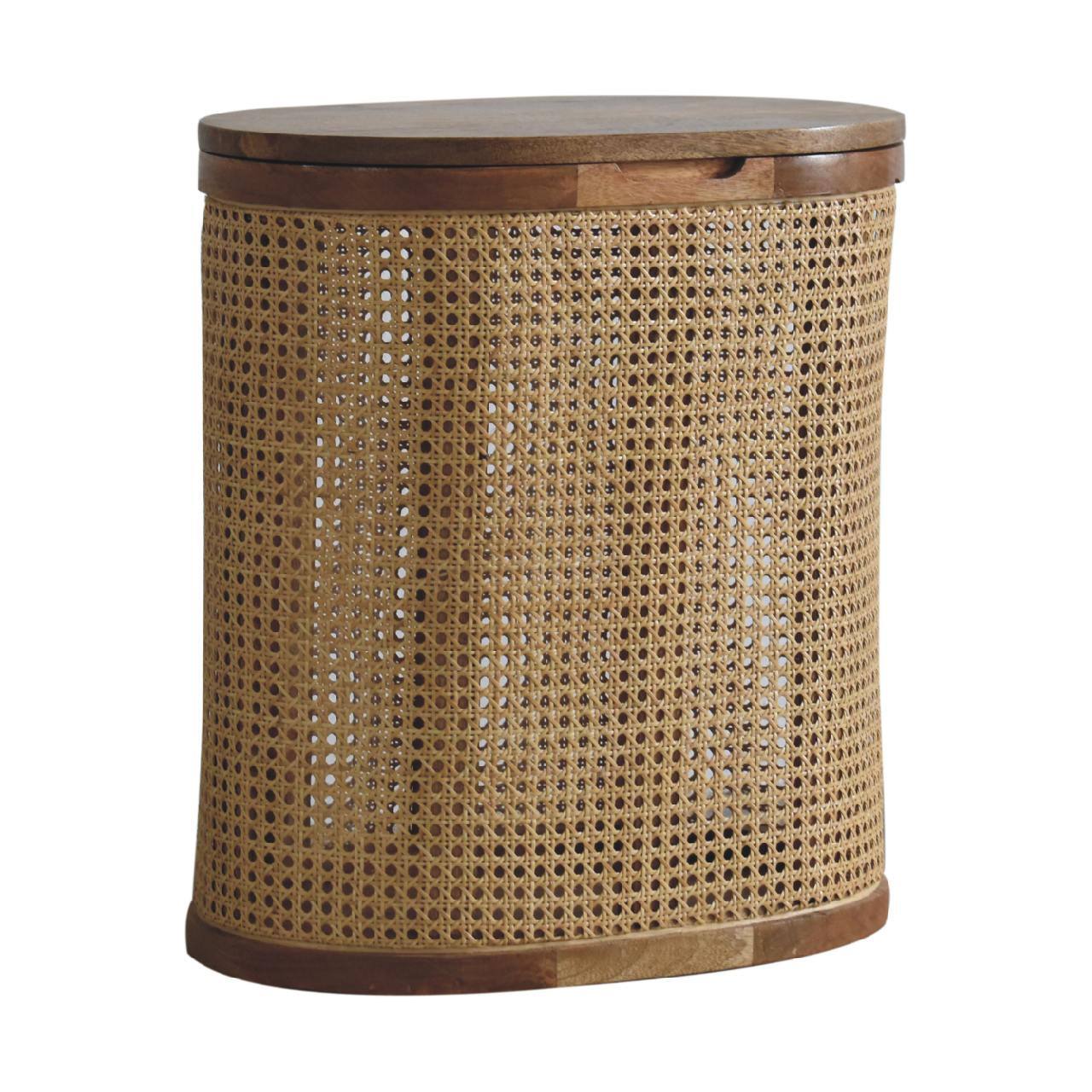 Left. Artisan Furniture - Larissa Lid-up Storage Stool, Beige and Brown - Brown.