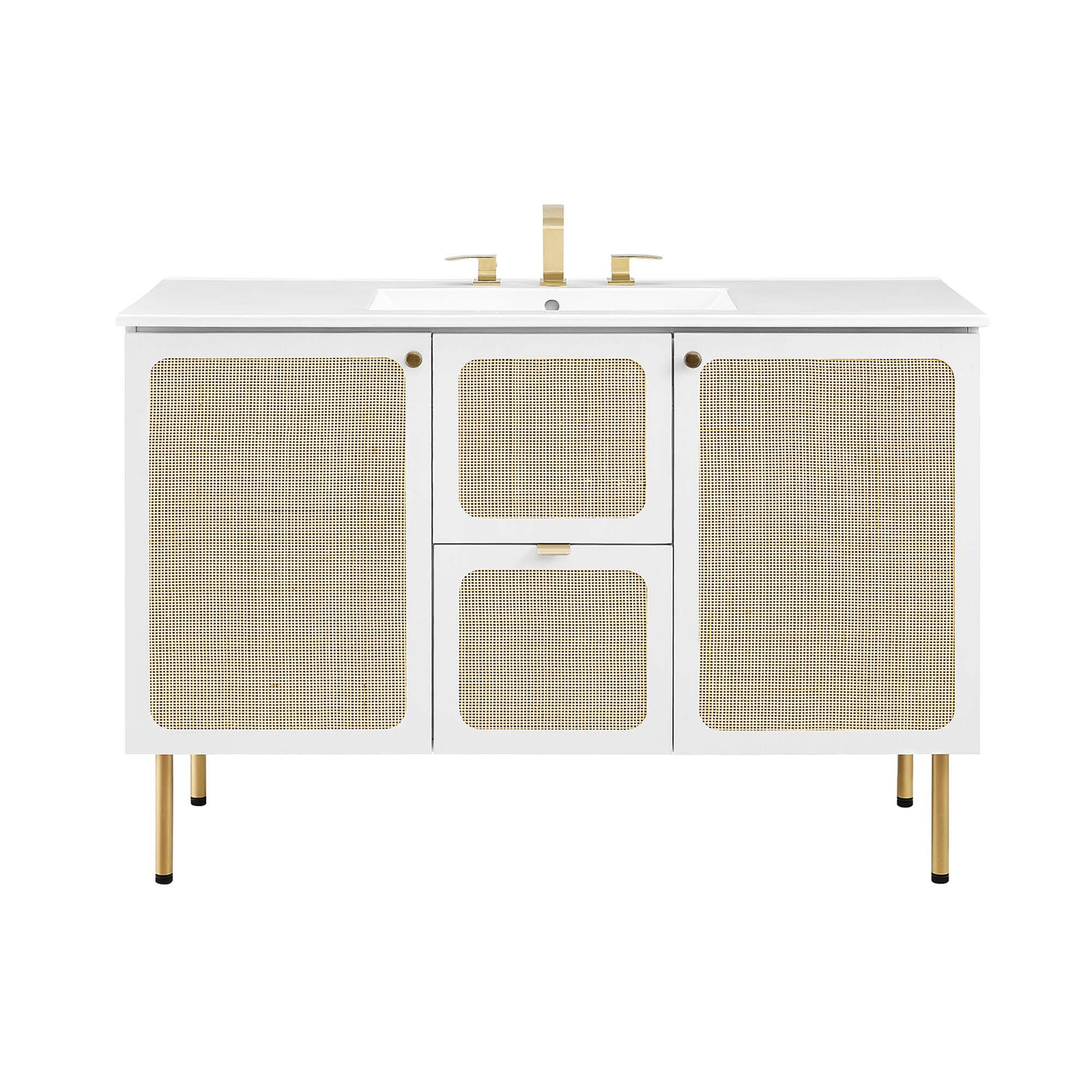 Alt View 8. Modway - Chaucer 48" Bathroom Vanity with White Basin Included by Modway - White White.