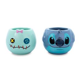 Silver Buffalo - Disney Lilo & Stitch Scrump and Stitch Sculpted Ceramic Mini Mugs | Set of 2 - Blue