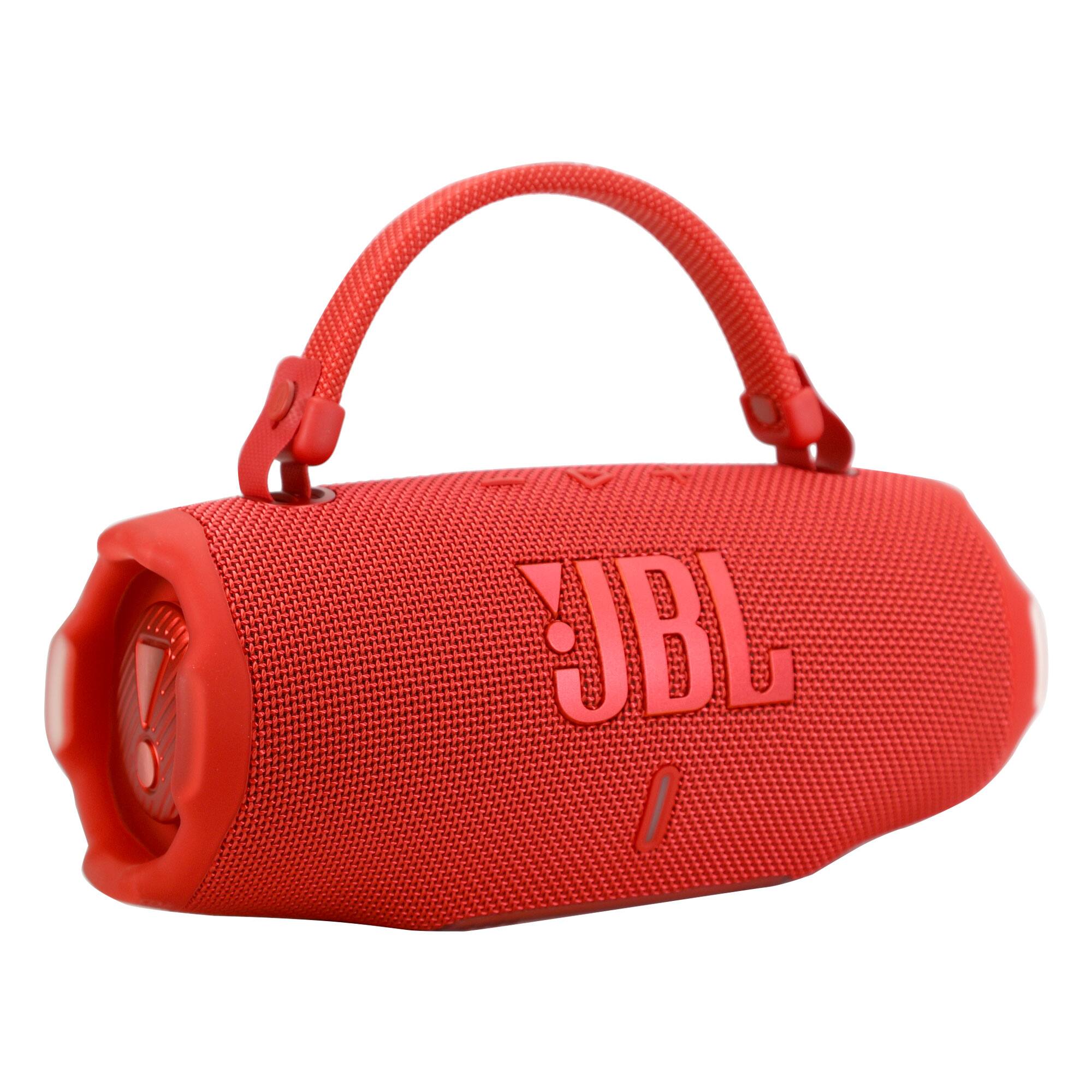 Angle. JBL - 2x JBL Charge 6 Portable Waterproof Bluetooth Speaker (Red) - Red.