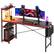 Left. Bestier - Gaming Desk with LED Lights, Storage Shelves, and Side Bag - 61" wide - Carbon Fiber Black.