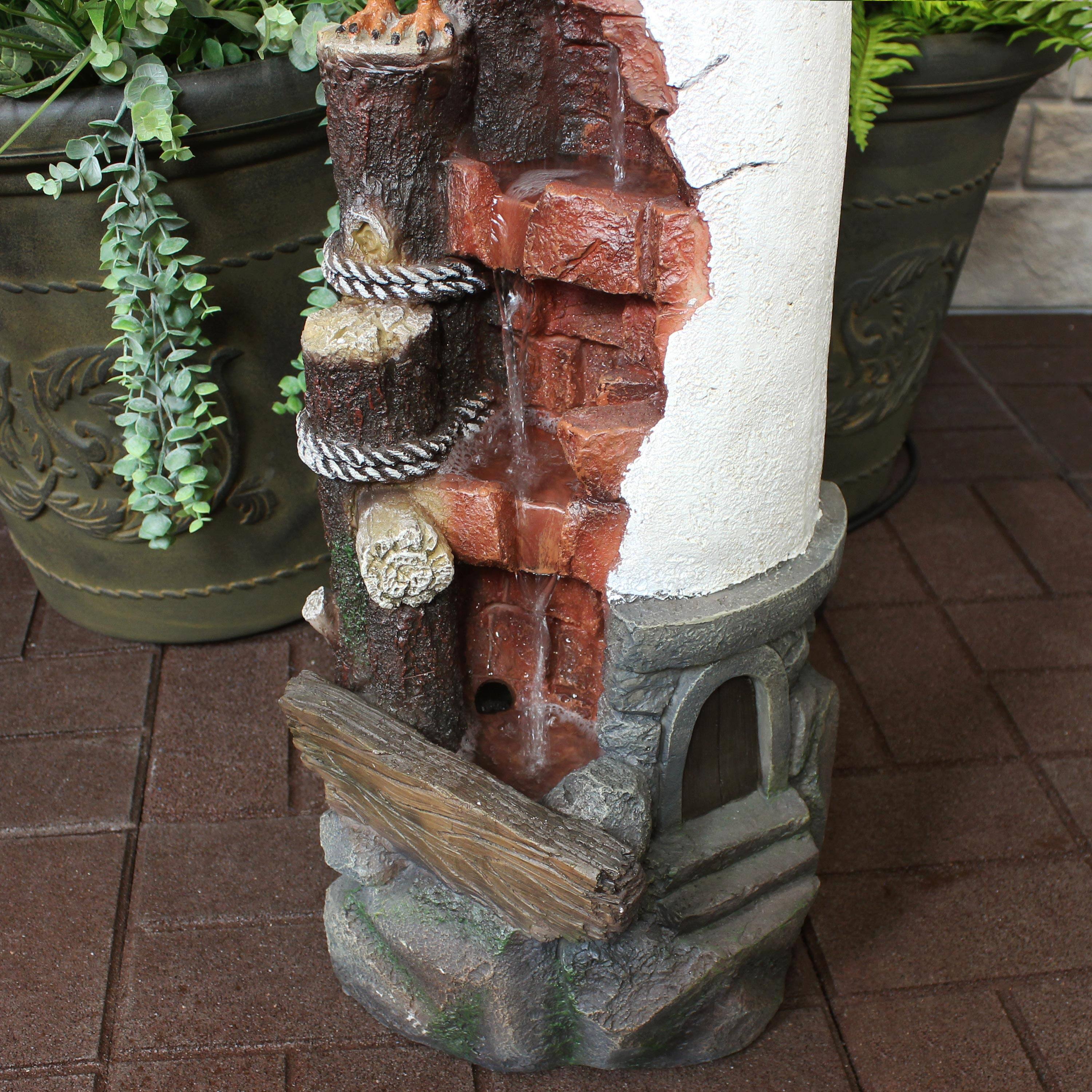 Alt View 7. Sunnydaze - Gull's Cove Lighthouse Water Fountain with LED Lights - 36 in - White.