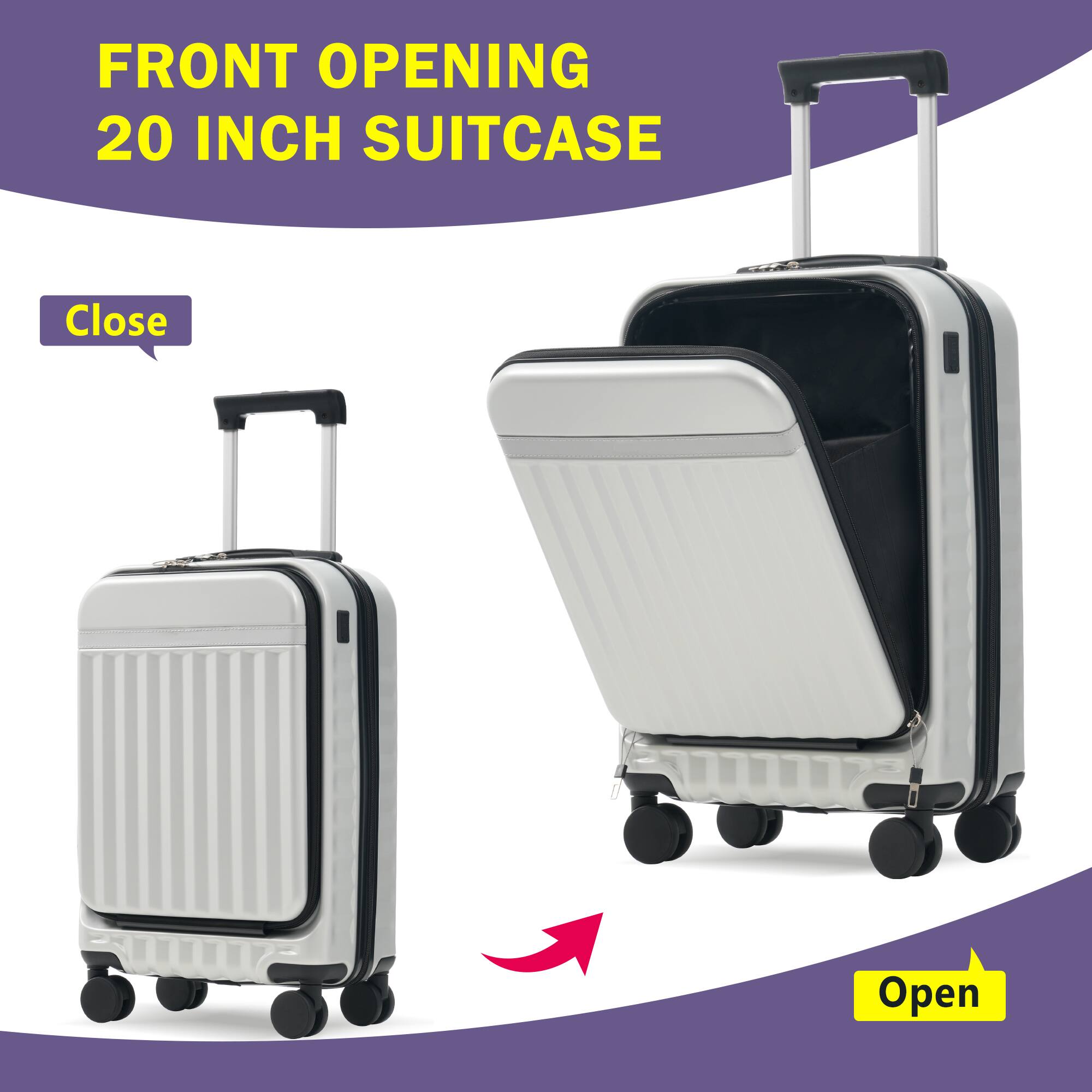 FRONT OPENING  
20 INCH SUITCASE  

Close  
Open