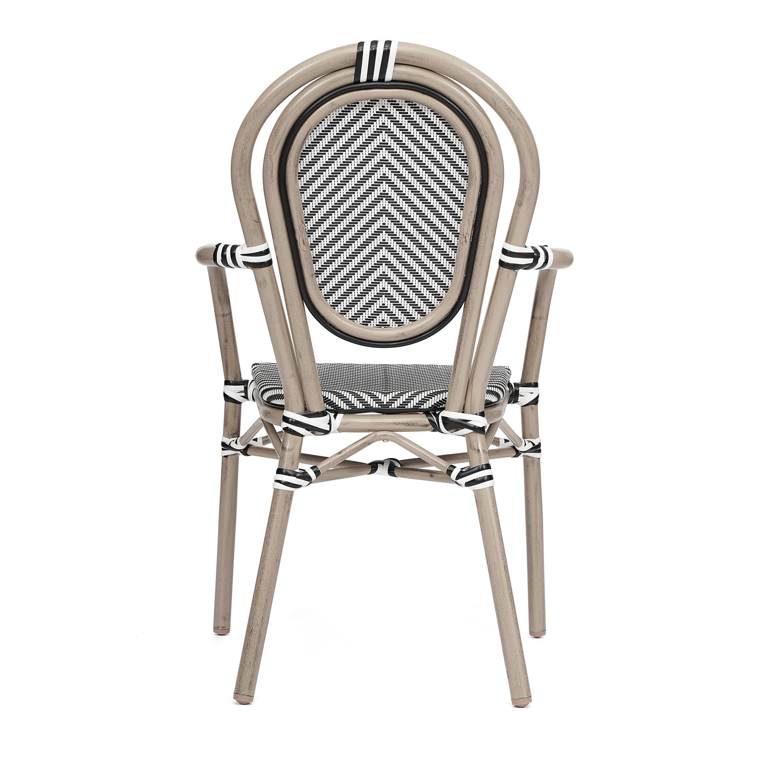 Alt View 7. Emma + Oliver - 4 Pack Stacking Bistro Chair with Bamboo Print Metal Frame - Black & White/Light Natural Frame.