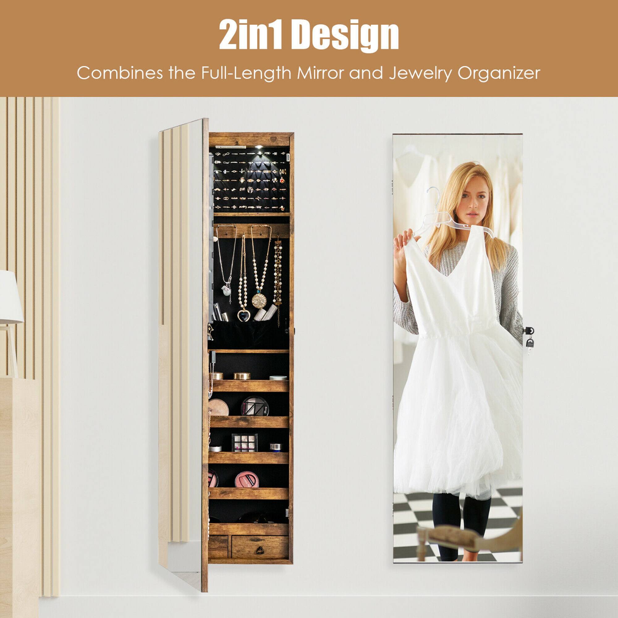 2in1 Design  
Combines the Full-Length Mirror and Jewelry Organizer
