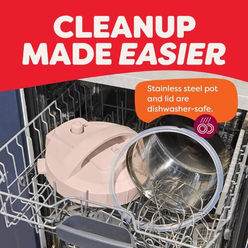CLEANUP MADE EASIER

Stainless steel pot and lid are dishwasher-safe.