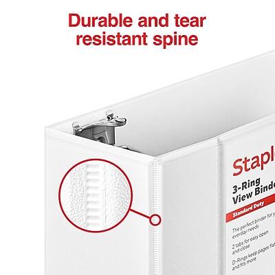 Durable and tear resistant spine

Staple 3-Ring View Binder

Standard Duty

The perfect binder for everyday needs
2 tabs for easy organization
D-Rings keep pages flat and fit more