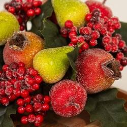 Left. BreeBe - Sugar Glazed Winter Fruit & Holly Taper Ring - 1" - Multicolor.