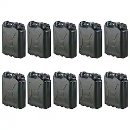 Scepter - 5 Gallon Heavy Duty Military Style HDPE Water Container (10 Pack) - Black