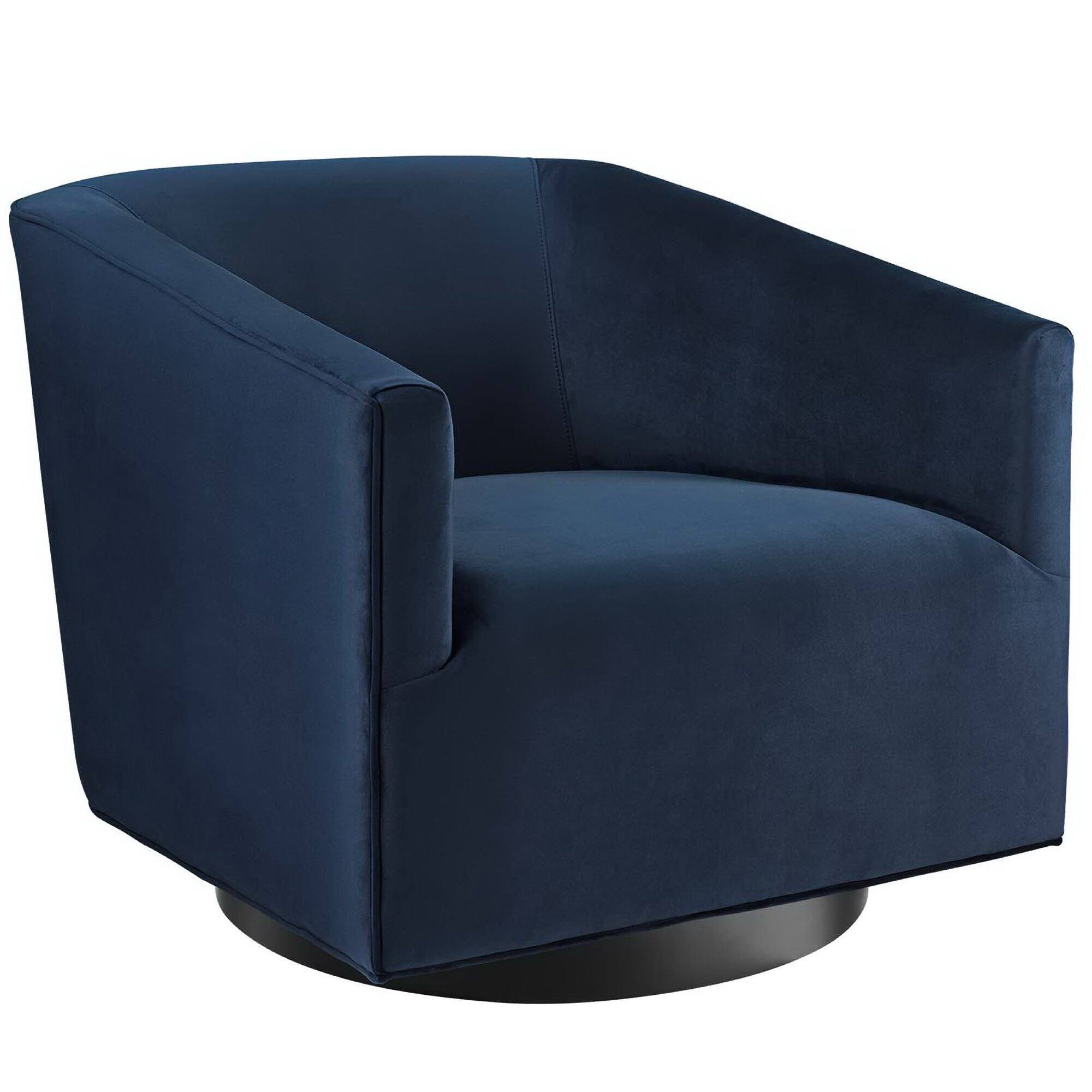 Angle. Modway - Twist Accent Lounge Performance Velvet Swivel Chair by Modway - Midnight Blue.