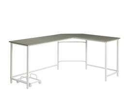 Glintex - L-Shaped Computer Desk with 15mm Thick Top, Bevel Edge Design, Sturdy Metal Frame and Mobile CPU Holder - Gray,White