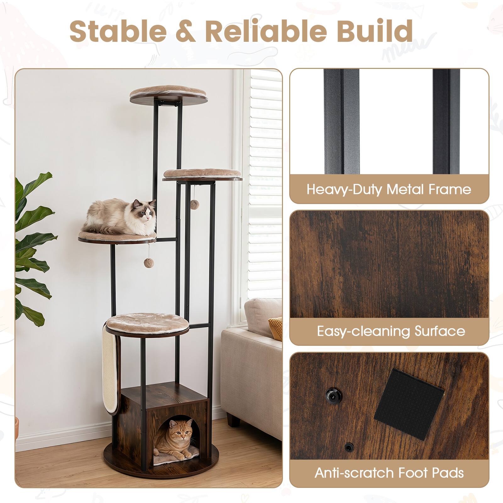 Stable & Reliable Build

Heavy-Duty Metal Frame

Easy-cleaning Surface

Anti-scratch Foot Pads