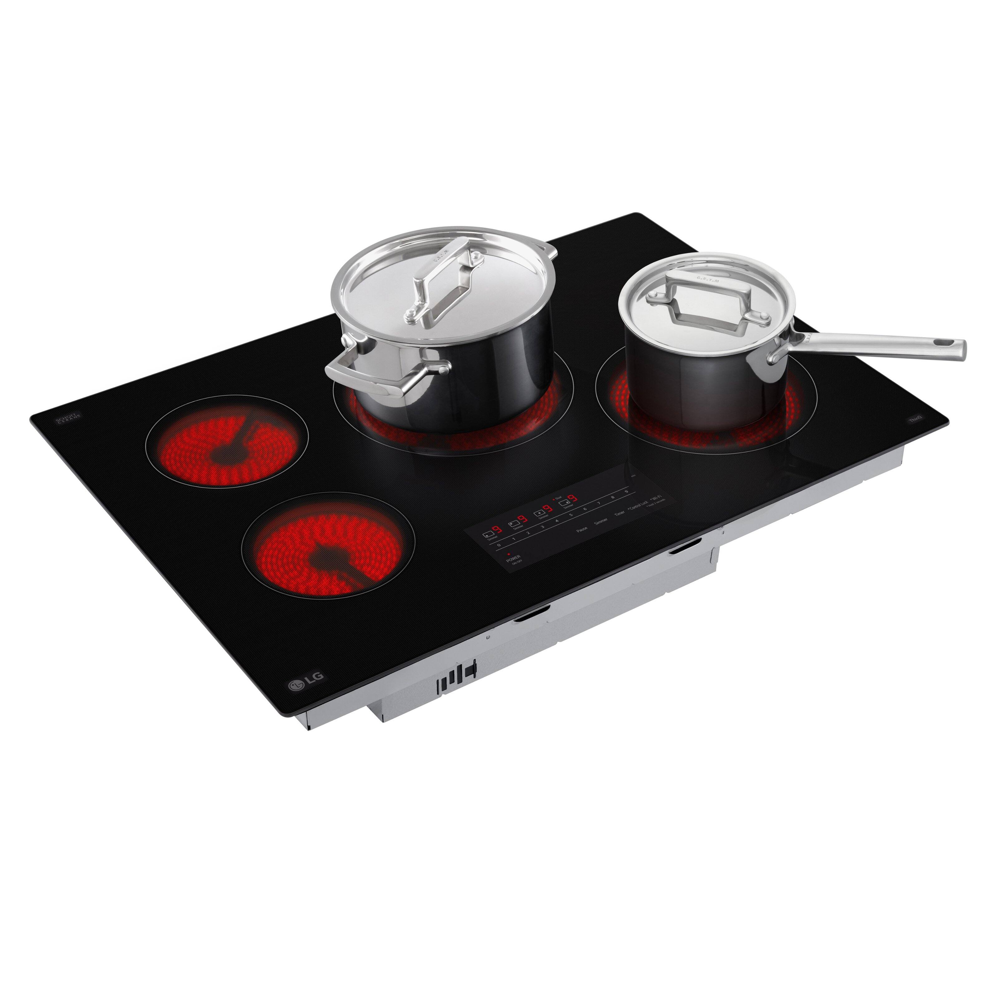 Alt View 6. LG - 30" Built-In Electric Smart Cooktop with 4 Elements, SmoothTouch Glass Controls and 2.2kW Dual Element - Black.