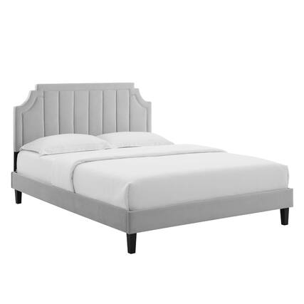 Front. Modway - Sienna Performance Velvet Queen Platform Bed - Gray.
