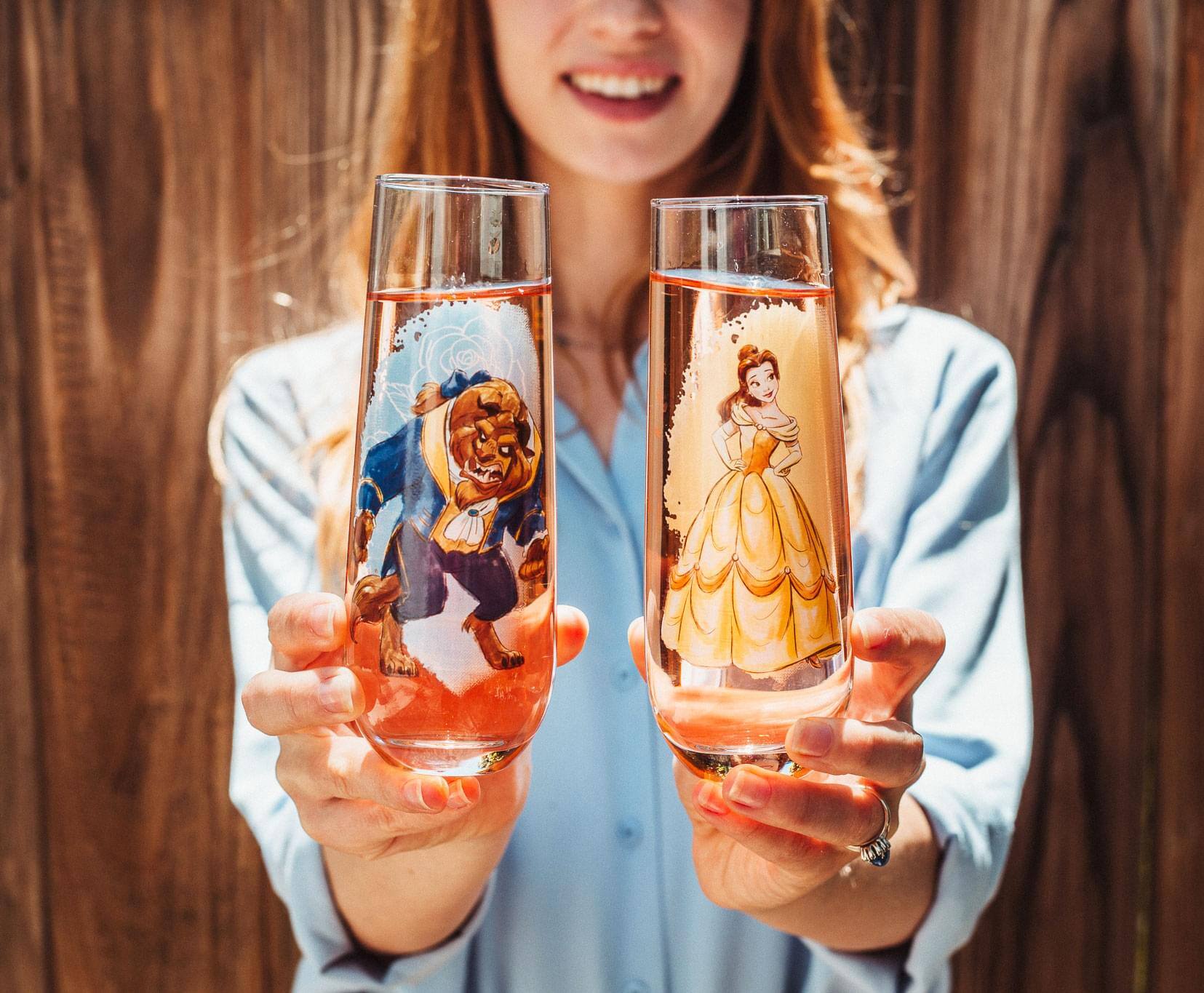 Alt View 2. Disney - Disney Beauty and the Beast 9-Ounce Stemless Fluted Glassware | Set of 2 - Blue.
