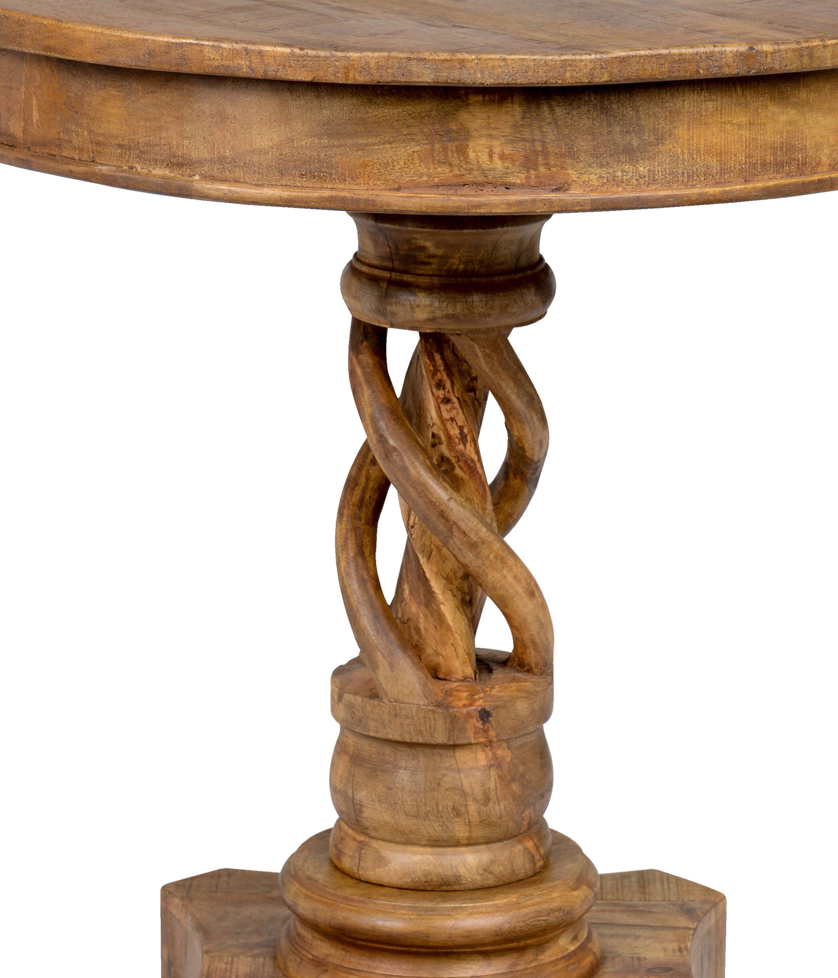 Manhattan Lane Wooden Round Table with Intricate Braided Pedestal Base ...