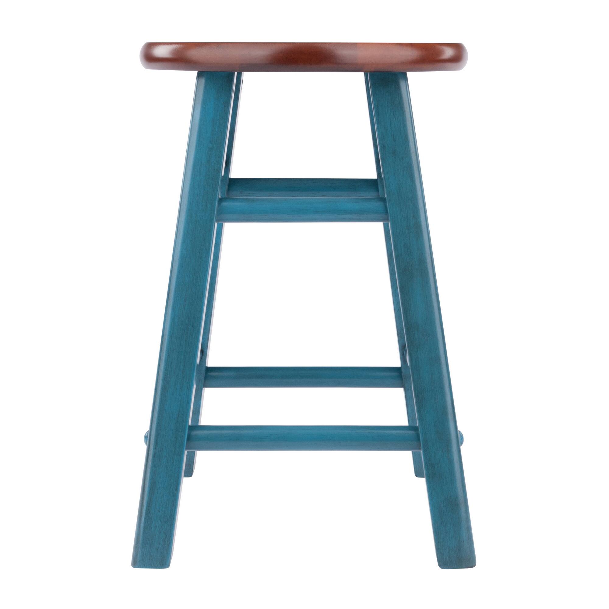Alt View 1. Winsome Wood - Element 2-Pc Dining Stool Set, Rustic Teal & Walnut - Walnut/Rustic Teal.