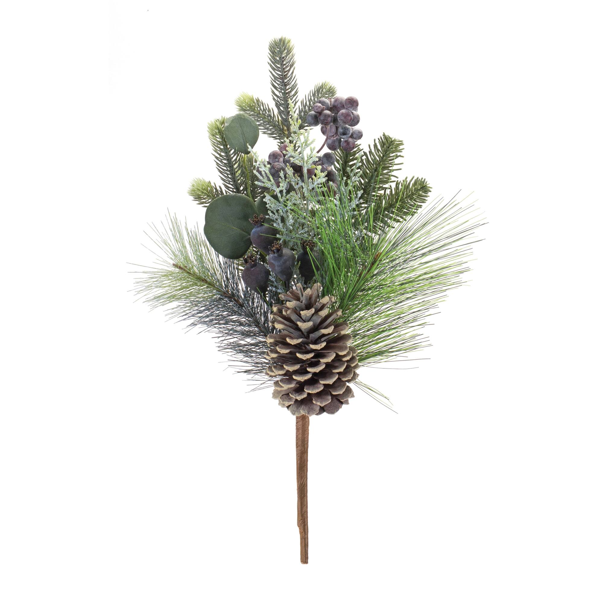 Angle. BreeBe - Pine Eucalyptus Pick (Set of 2) - Green, Brown.
