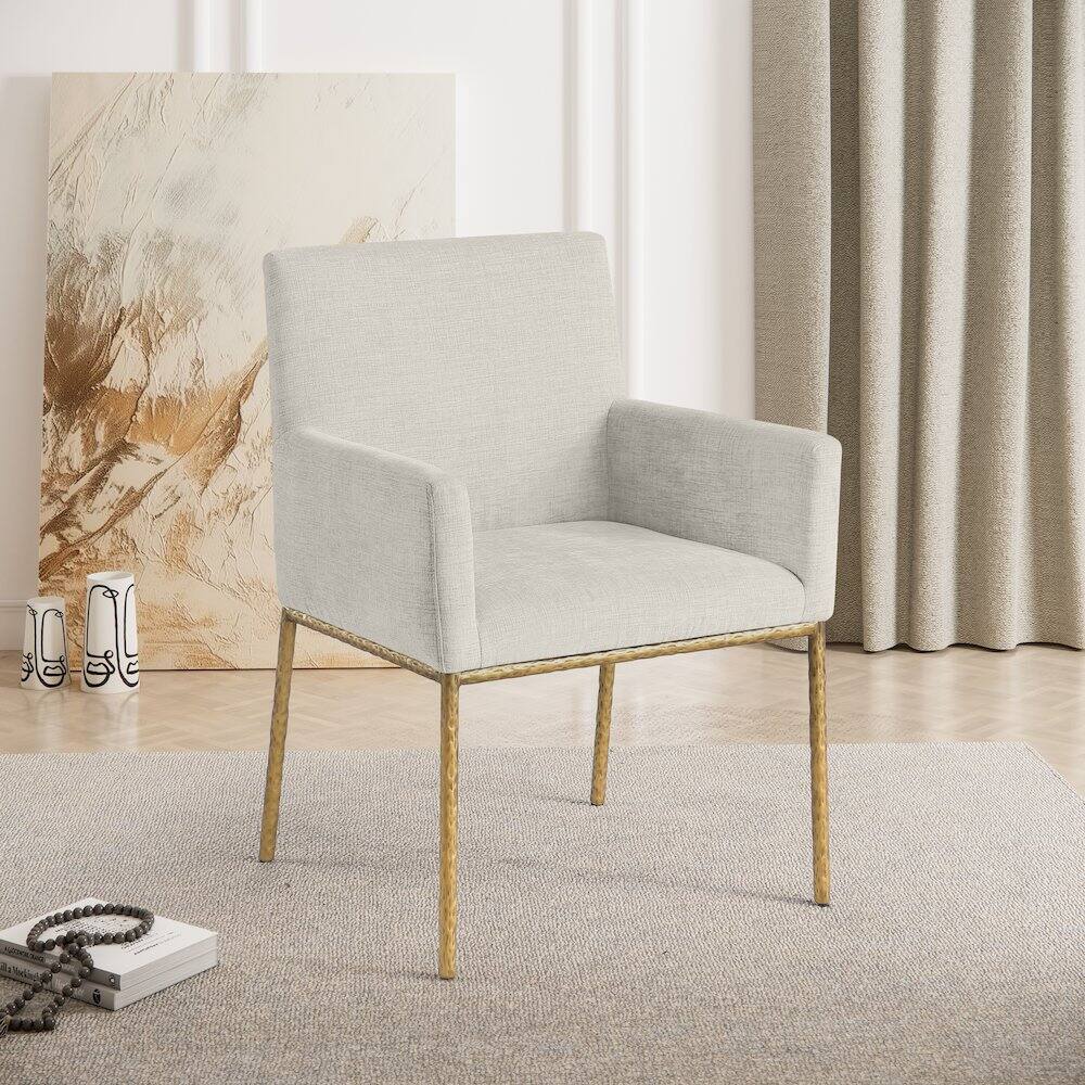 Alt View 1. Meridian Furniture - Reeves Cream Chenille Fabric Dining Chair, Set of 2 - Beige.