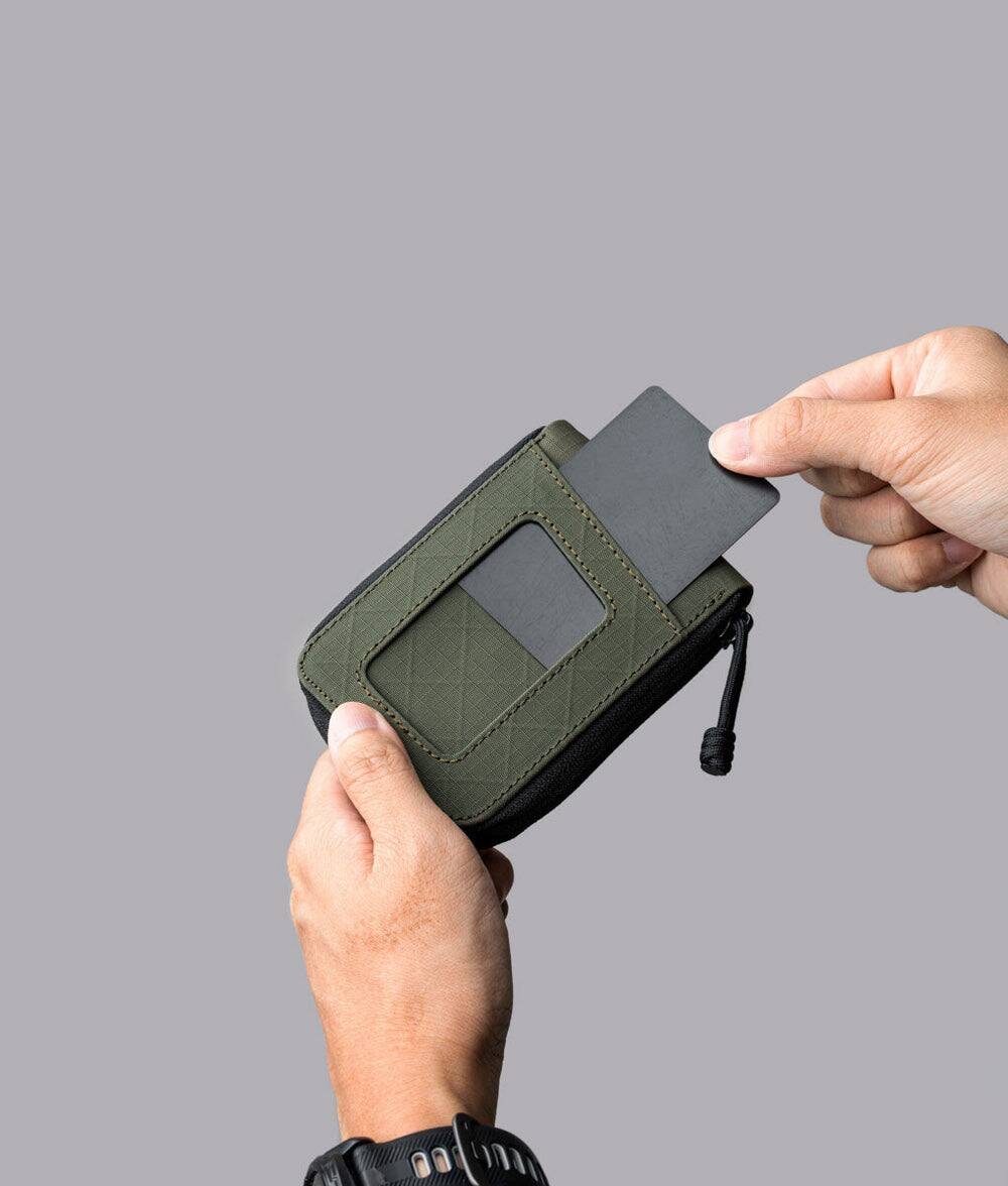 Alt View 1. ALPAKA - Zip ID Wallet with ID Window, RFID Protection, Holds 10+ Cards, Zip-Around Closure, Gift-Ready Box - Green Axogrid 210D.