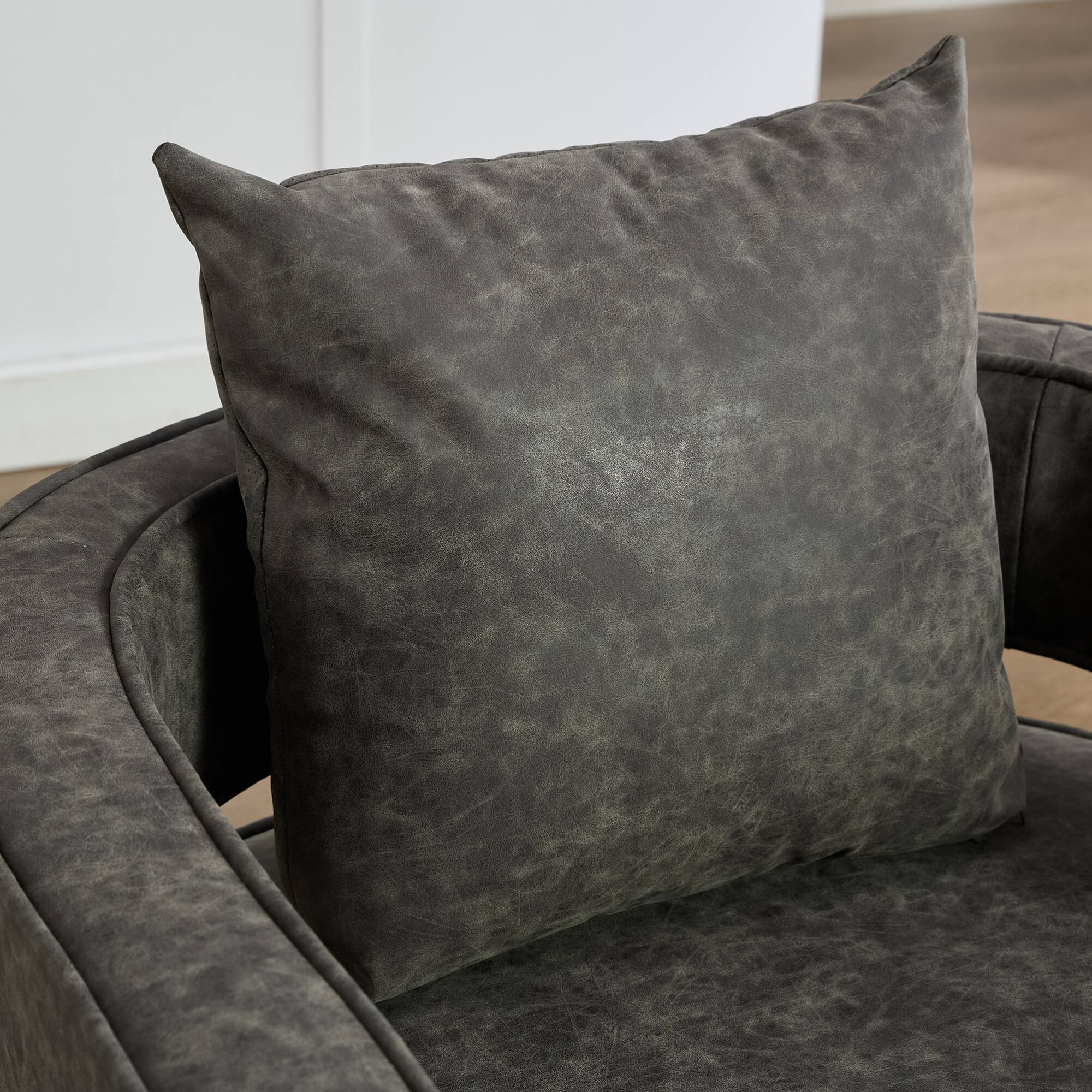 Alt View 2. GOODSILO - Modern Swivel Accent Barrel Chair with Weathered Base for Living Room, Bedroom, or Office - Gray.